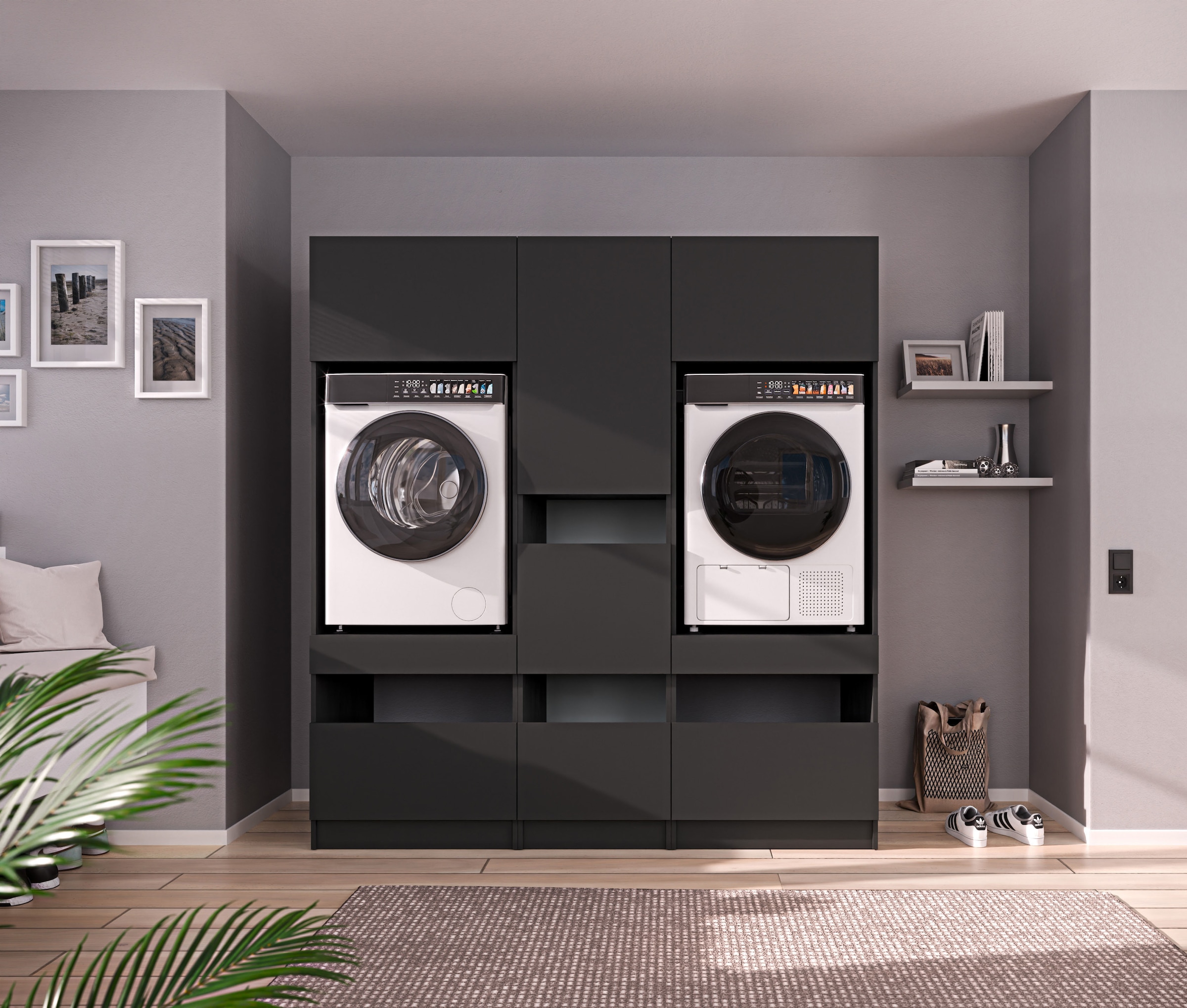 BASIC by Balculina Mehrzweckschrank-Set »Washhome B/T/H 186x68x200 cm« 3 Stk. tlg.