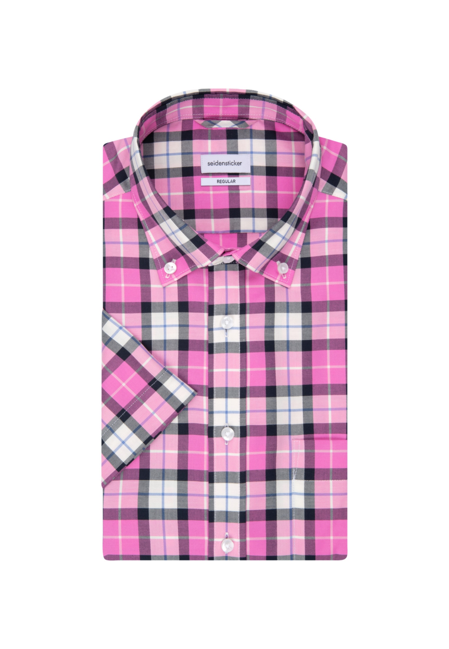 seidensticker Businesshemd »Regular«, Regular Kurzarm Button-Down-Kragen Karo