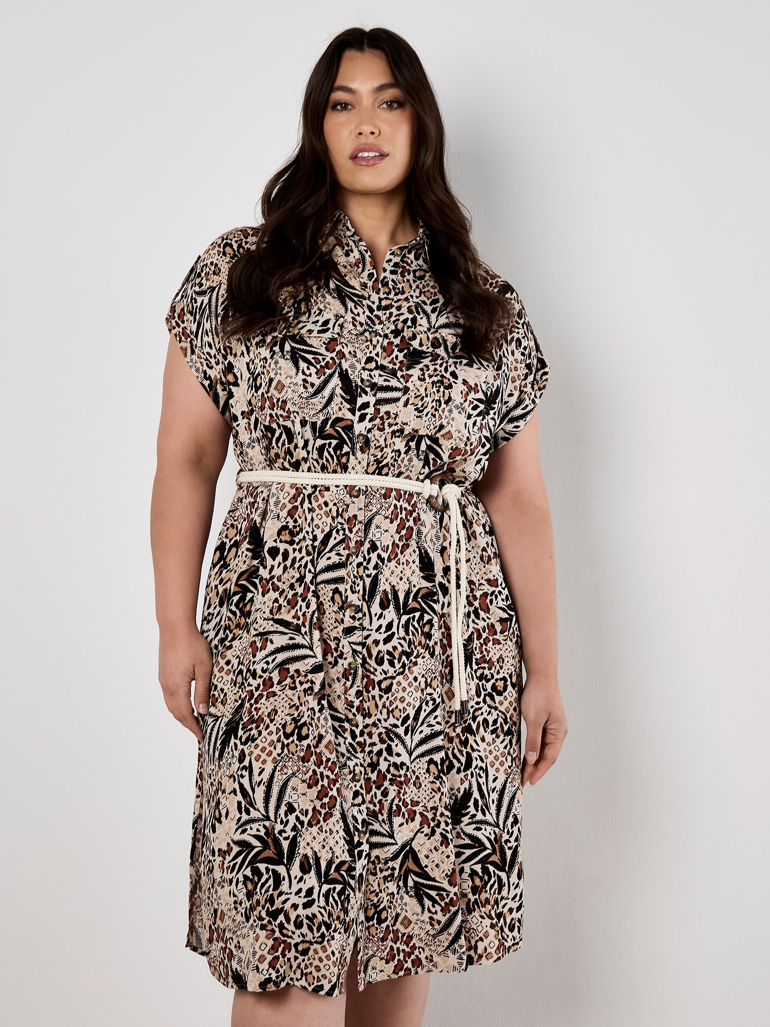 Apricot Hemdblusenkleid »Midikleid« 2 tlg. mit Kordel