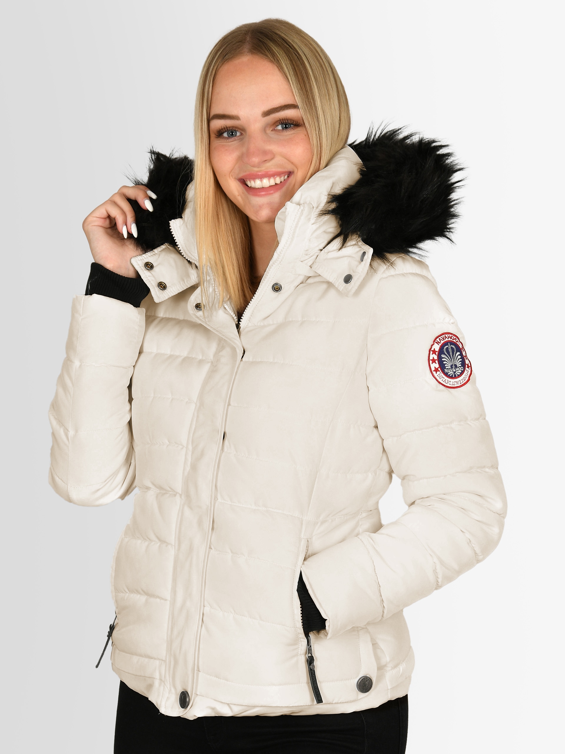 Navahoo Steppjacke »Navahoo Chloe warme Damen Winter Jacke Parka Mantel Stepp Kurzjacke gefüttert NEU B301«