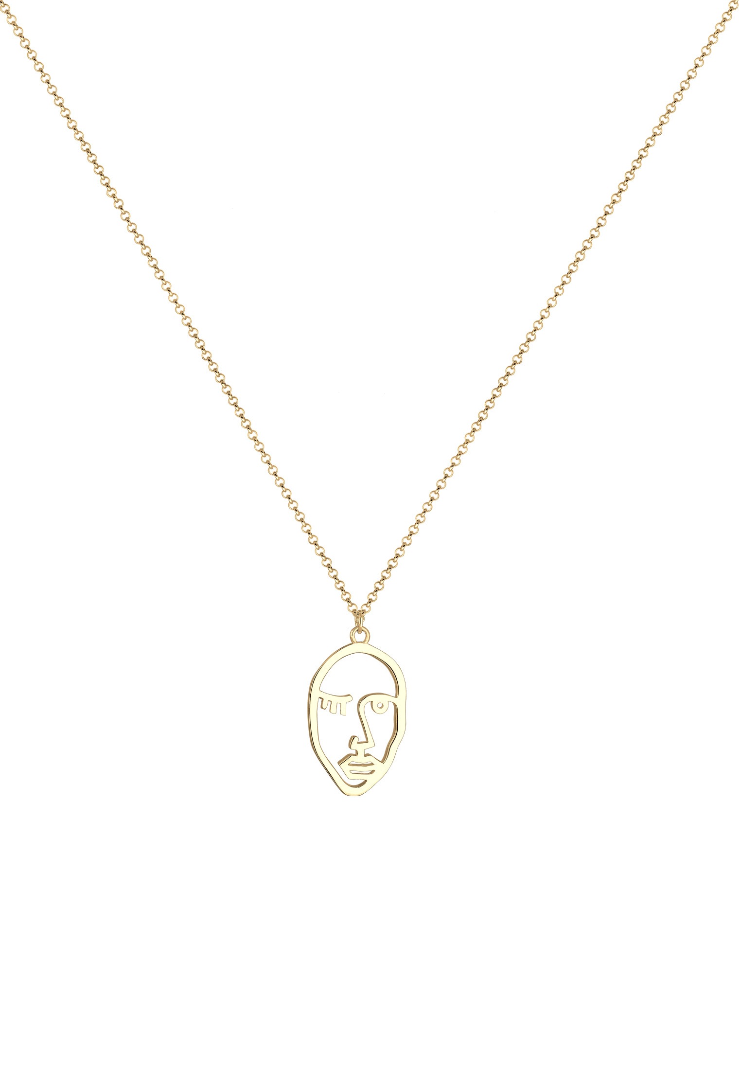 Elli Kette mit Anhänger »Halskette Gesicht Design 925 Sterling Silber vergoldet«
