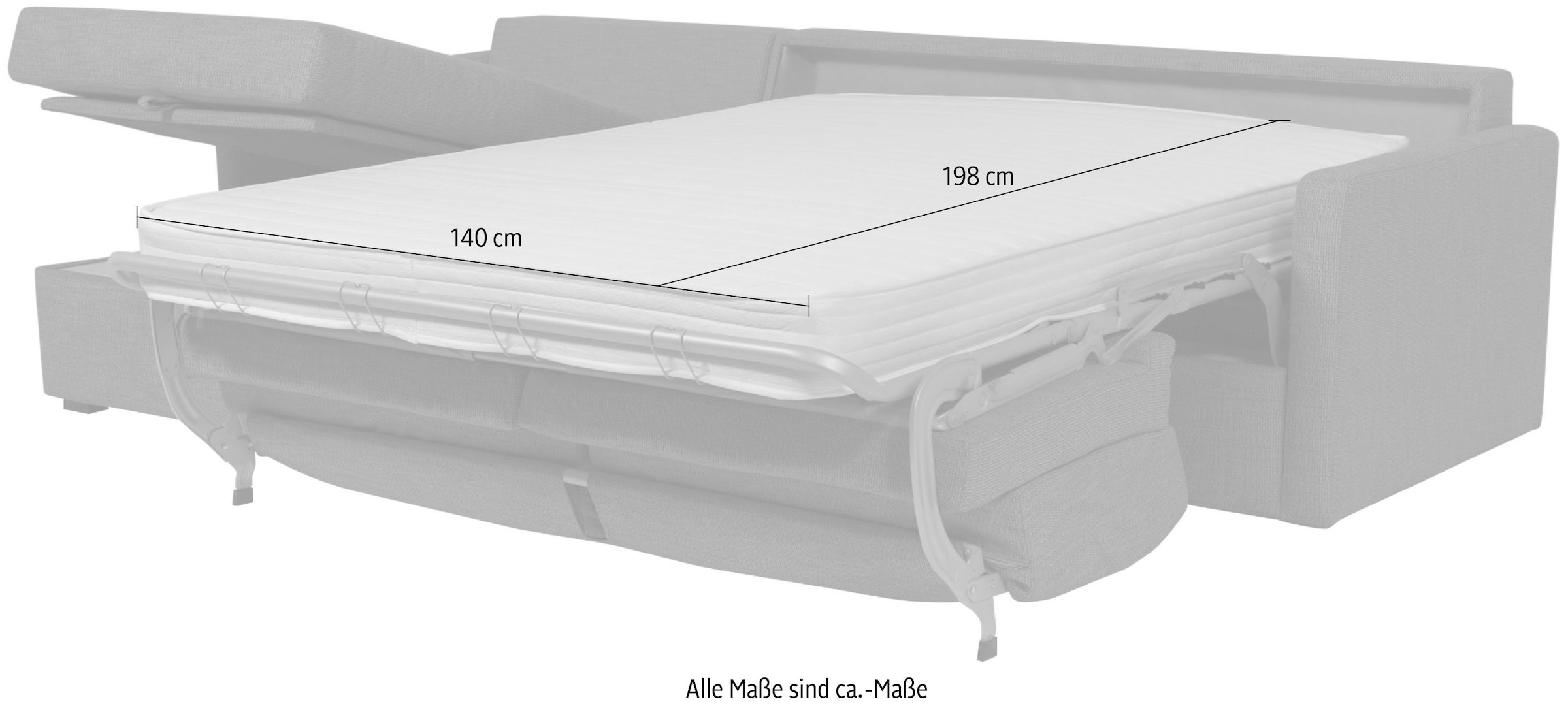 OTTO home Schlafsofa »GOLDPOINT Ecksofa 264 cm, Liegefläche (140/200cm), L-Form« Bettfunktion, Bonell-Federkernmatratze und Dauerschläfer-Funktion