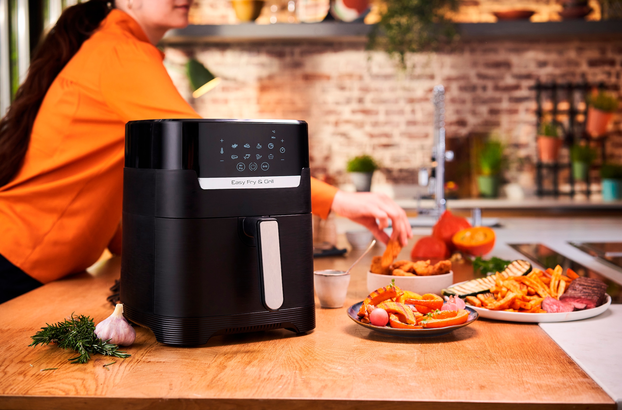 Tefal Fritteuse »Easy Fry & Grill Deluxe«, 1400 W, Heißluftfritteuse & Grill, Display, 4,2 L, 8 Kochprogramme, EY505D