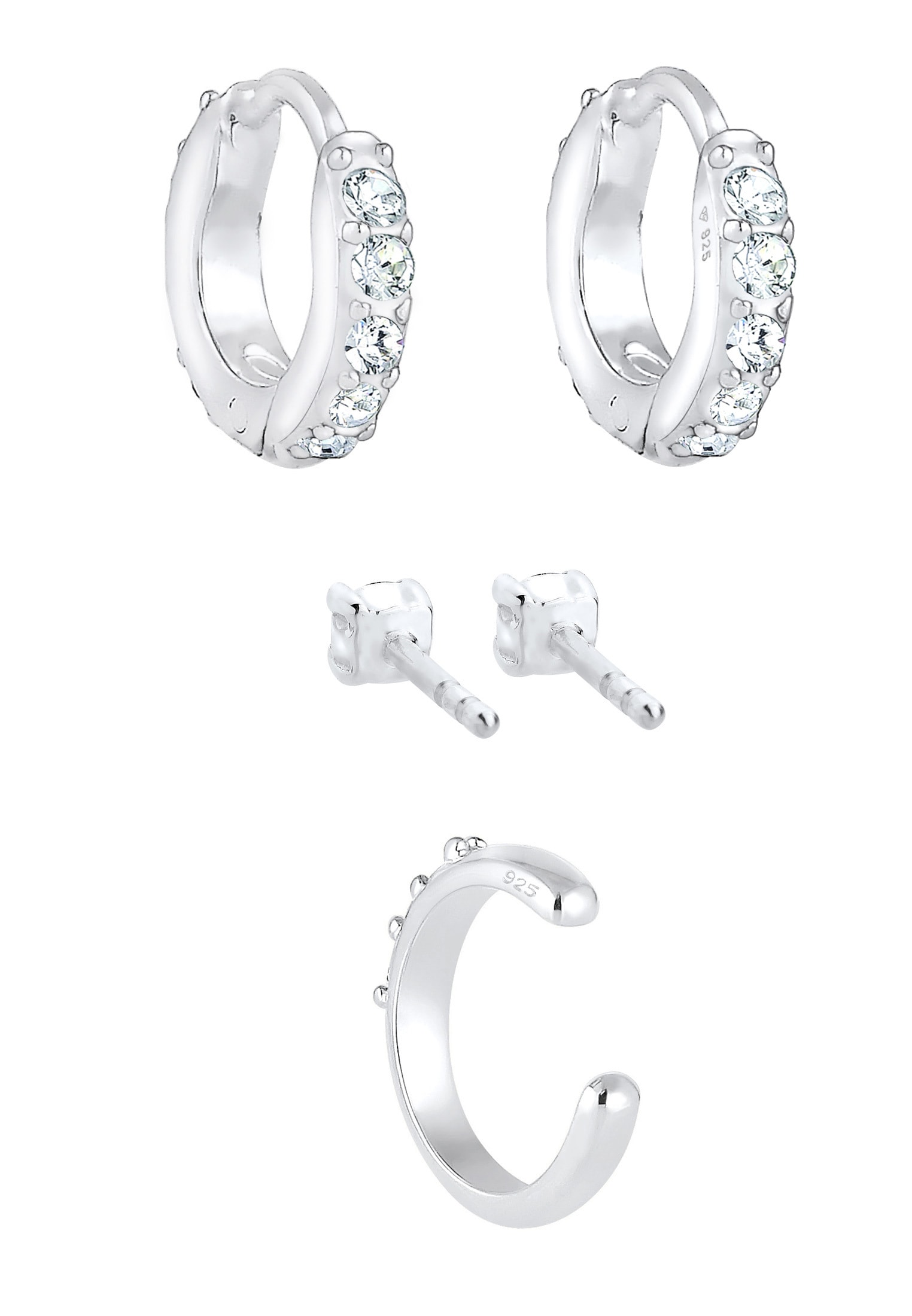Elli Ohrstecker-Set »Ohrringe 3er Set 925 Silber, mit Kristallen von Swarovski®«