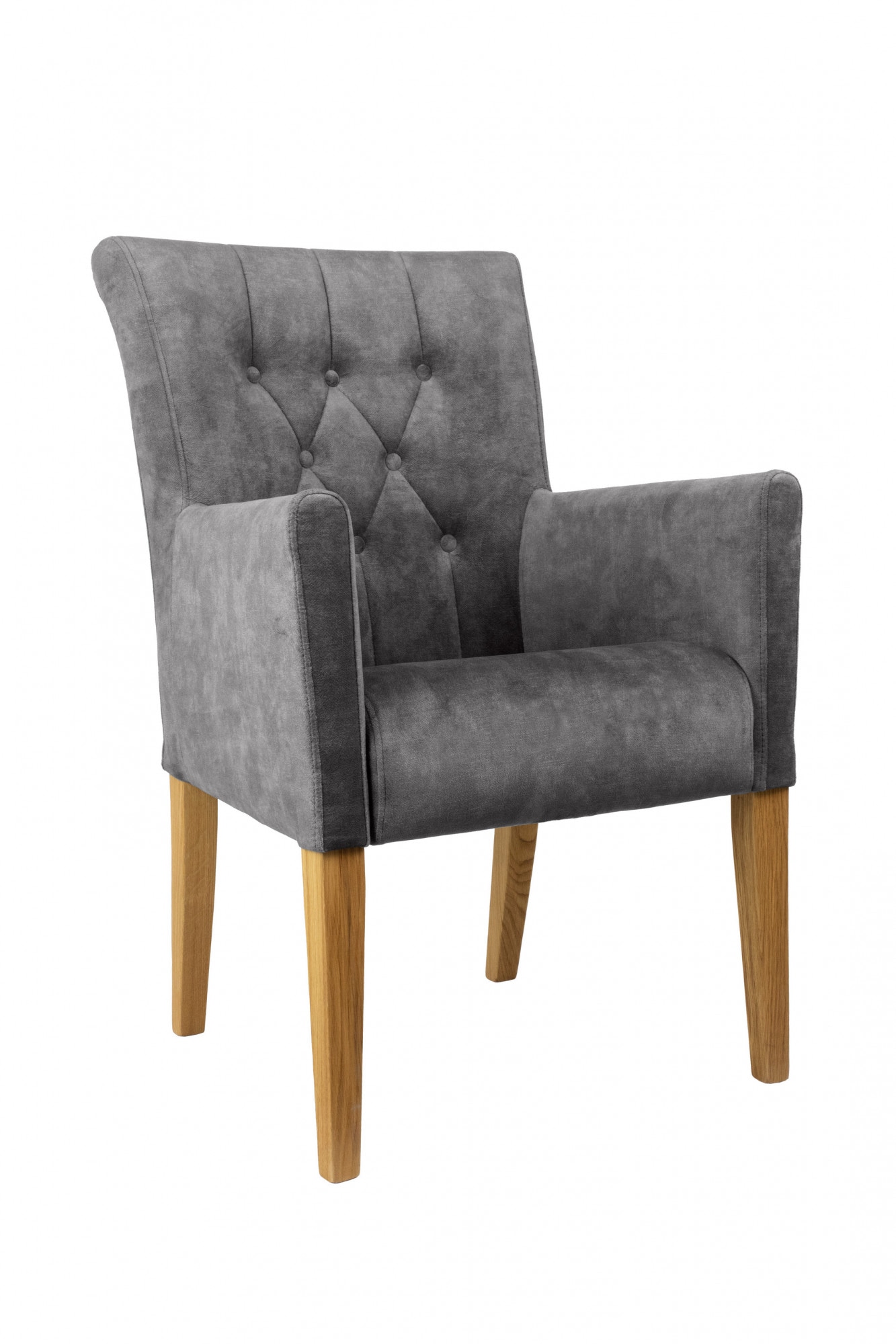 Home affaire Armlehnstuhl »Cortega Esszimmerstuhl mit Knopfheftung« () 1 Stk. Luxus-Microfaser in Lederoptik Beingestell Massivholz, bequem gepolstert