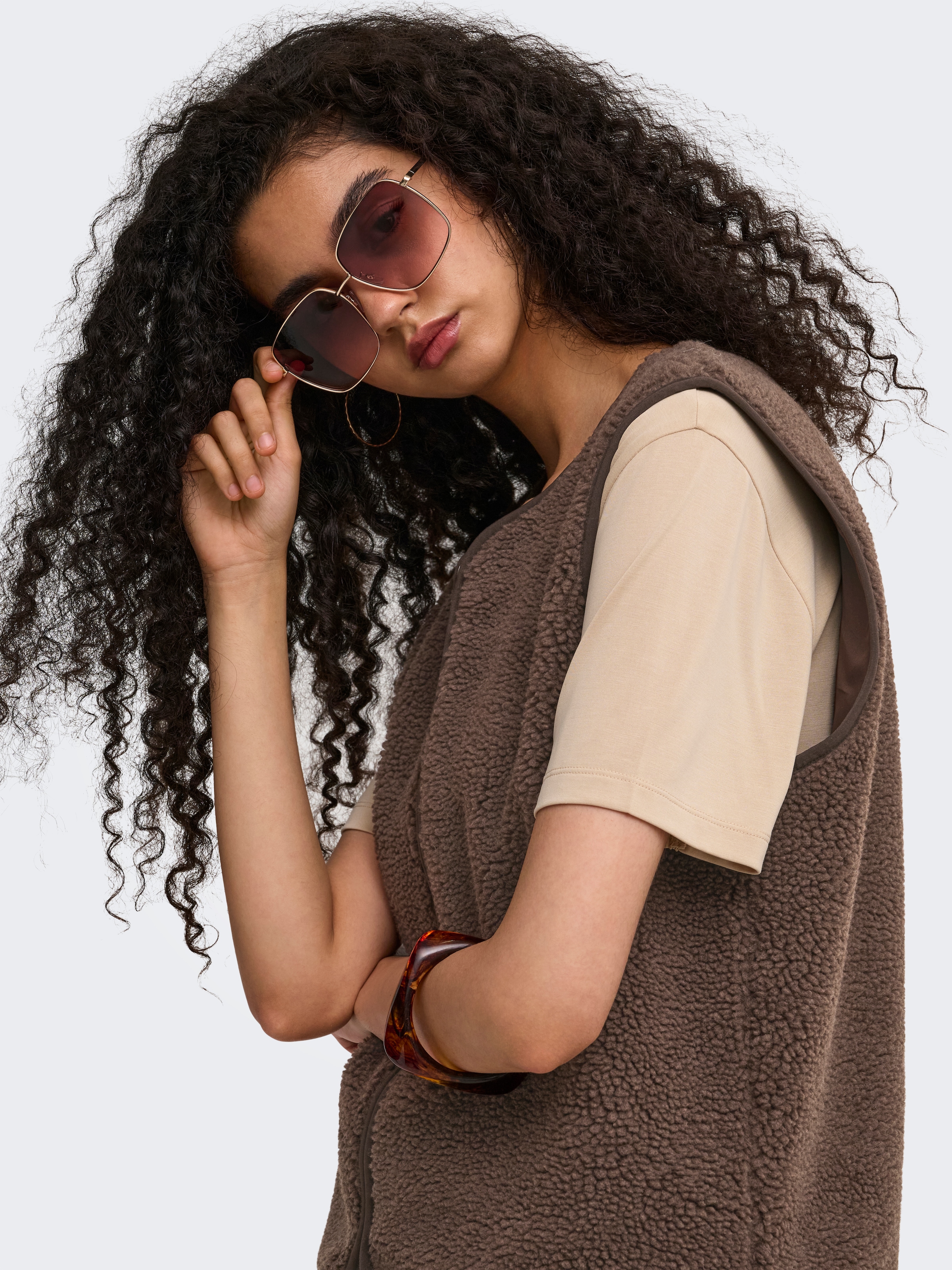 ONLY Plüschweste »ONLBABY TEDDY ZIP VEST PNT« Kunstfaser