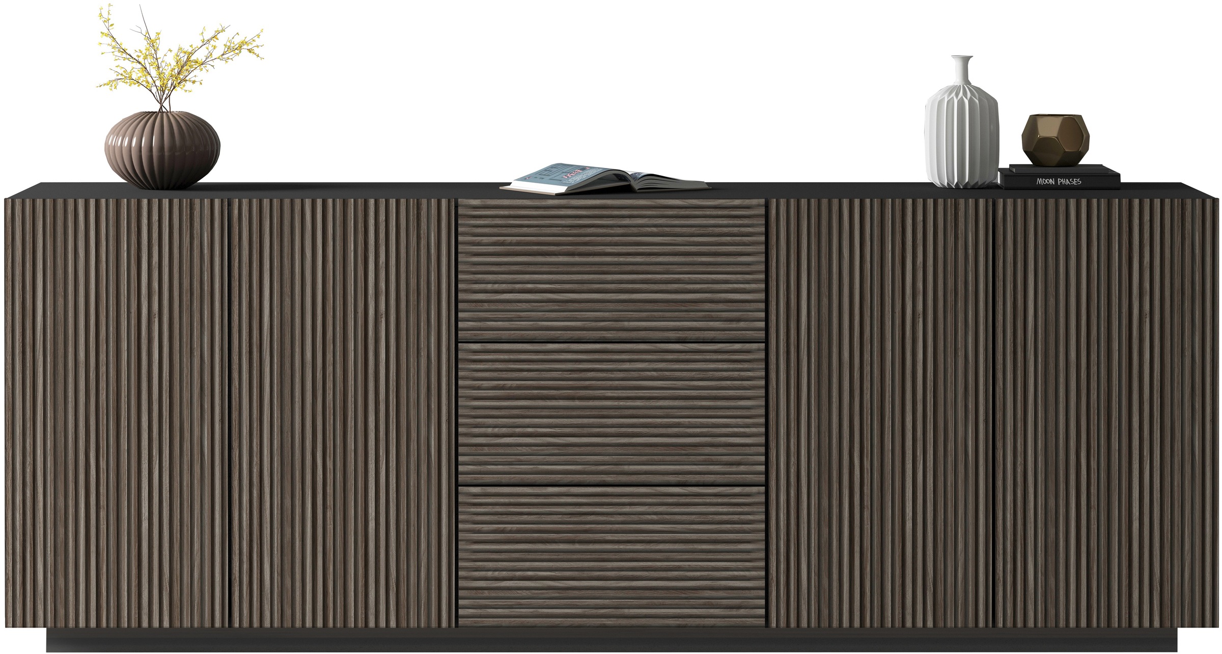 Home affaire Sideboard »Vega Sideboard,Kommode,220 cm« mit 4 Türen und 3 Schubladen,Fronten mit Rillen-Optik