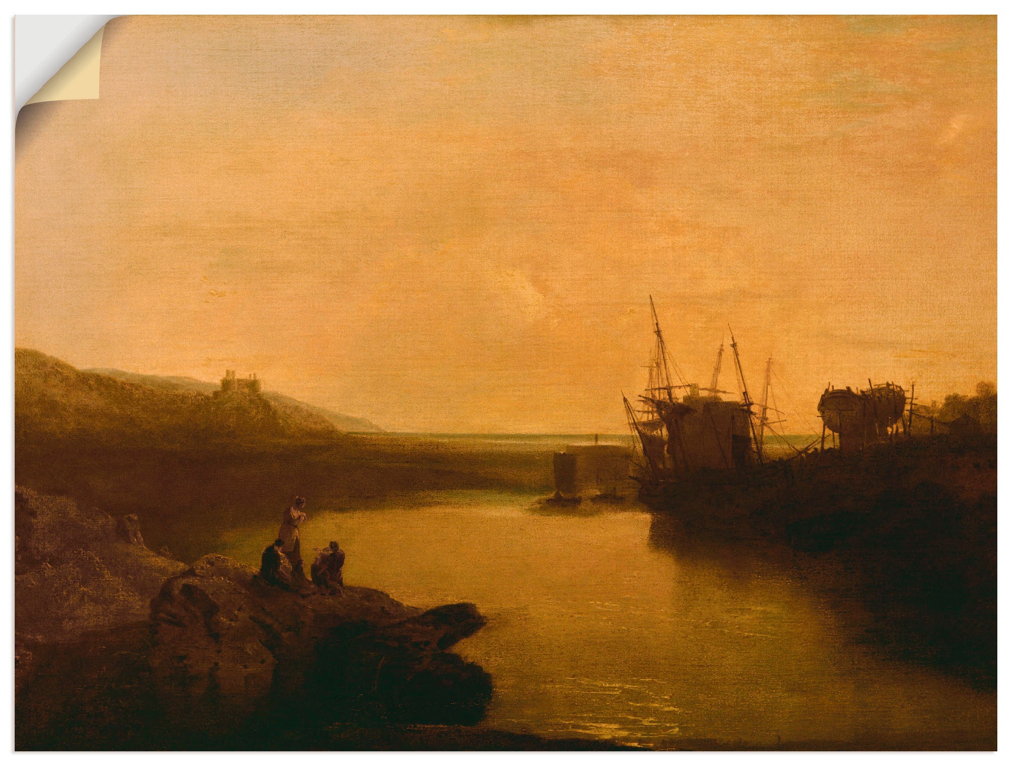 Artland Wandbild »Harlech Castle 1799«, Gewässer, (1 St.), in vielen Größen & Produktarten -Leinwandbild, Poster, Wandaufkleber / Wandtattoo auch für Badezimmer geeignet