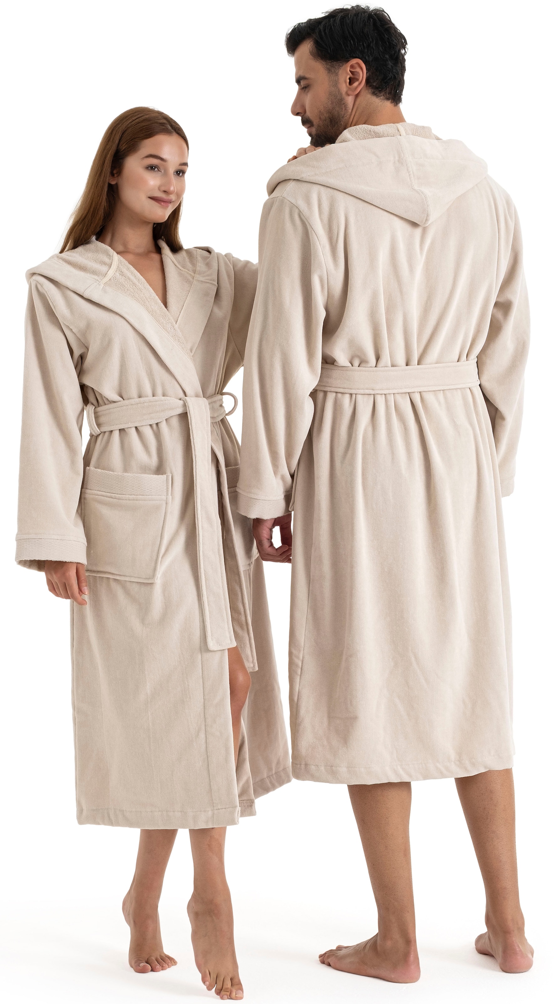 OTTO home Unisex-Bademantel »Fenya, 330 g/m², Premium, Hotelbademantel, Morgenmantel,  Sauna & Spa« 1 Stk. Reißverschlusstaschen, weich mit GRATIS-Zugabe: 1x Duschtuch 70x140 cm