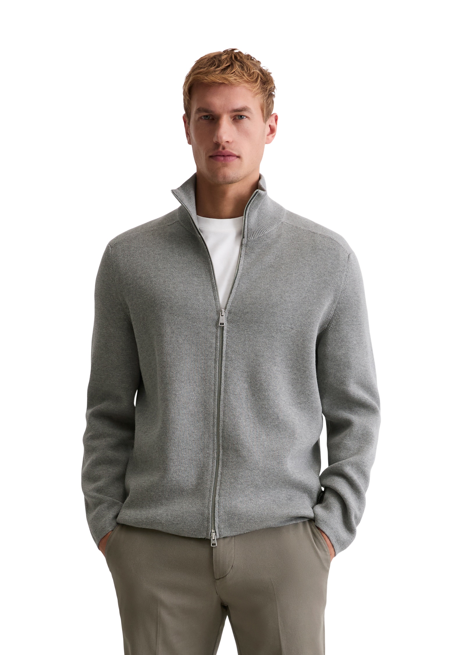 Marc O'Polo Strickjacke »regular fit aus reiner Bio-Baumwolle« 2-Wege-Reißverschluss