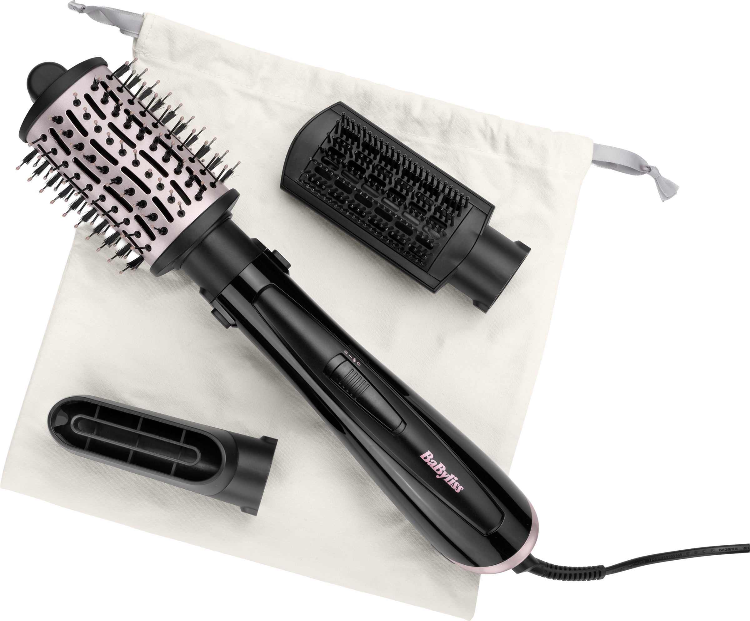 BaByliss Warmluftbürste »BaByliss Style Smooth 1000 Warmluftbürste mit 3 Aufsätzen, AS128E« 3 Aufsätze Rundbürstenföhn, Wet-to-Dry Styling, Ionen-Technologie, 1000W