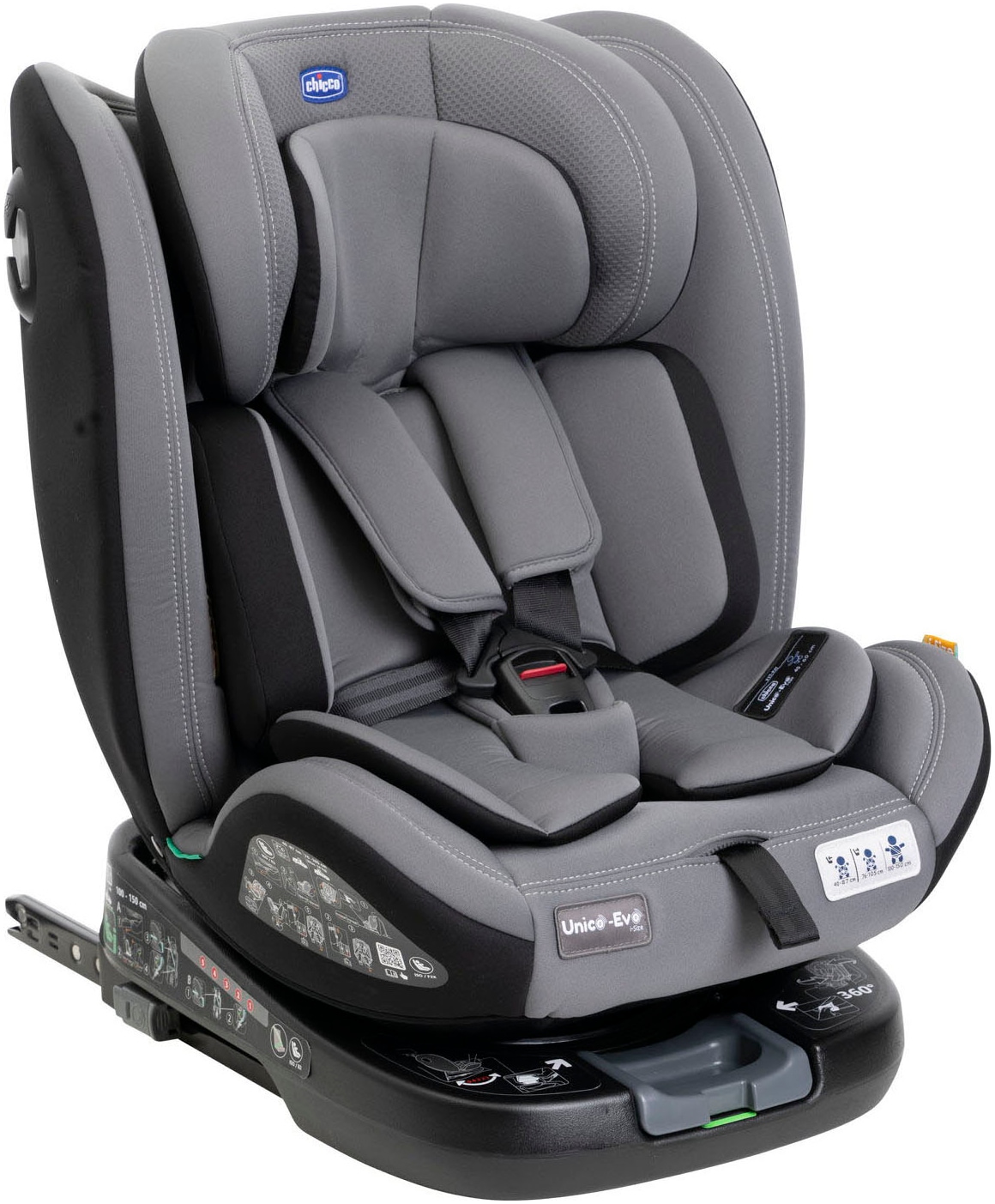 Chicco Autokindersitz »Unico Evo i-Size, Grey Black«, ISOFIX-Befestigung