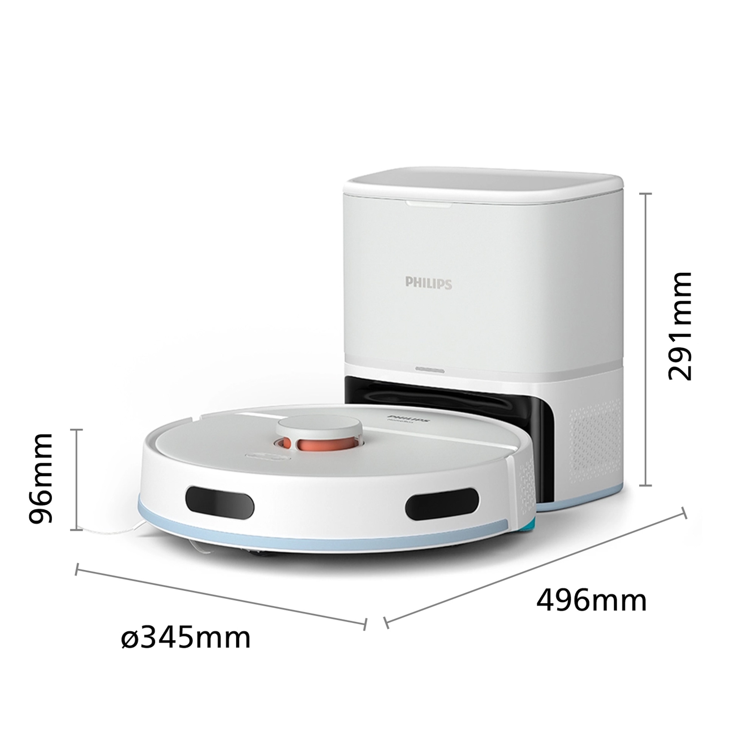 Philips Nass-Trocken-Saugroboter »XU2100/20, 130 min Akkulaufzeit, Teppichfunktion«, 360° Lasernavigation und Wischfunktion, inkl. Entleerungsstation