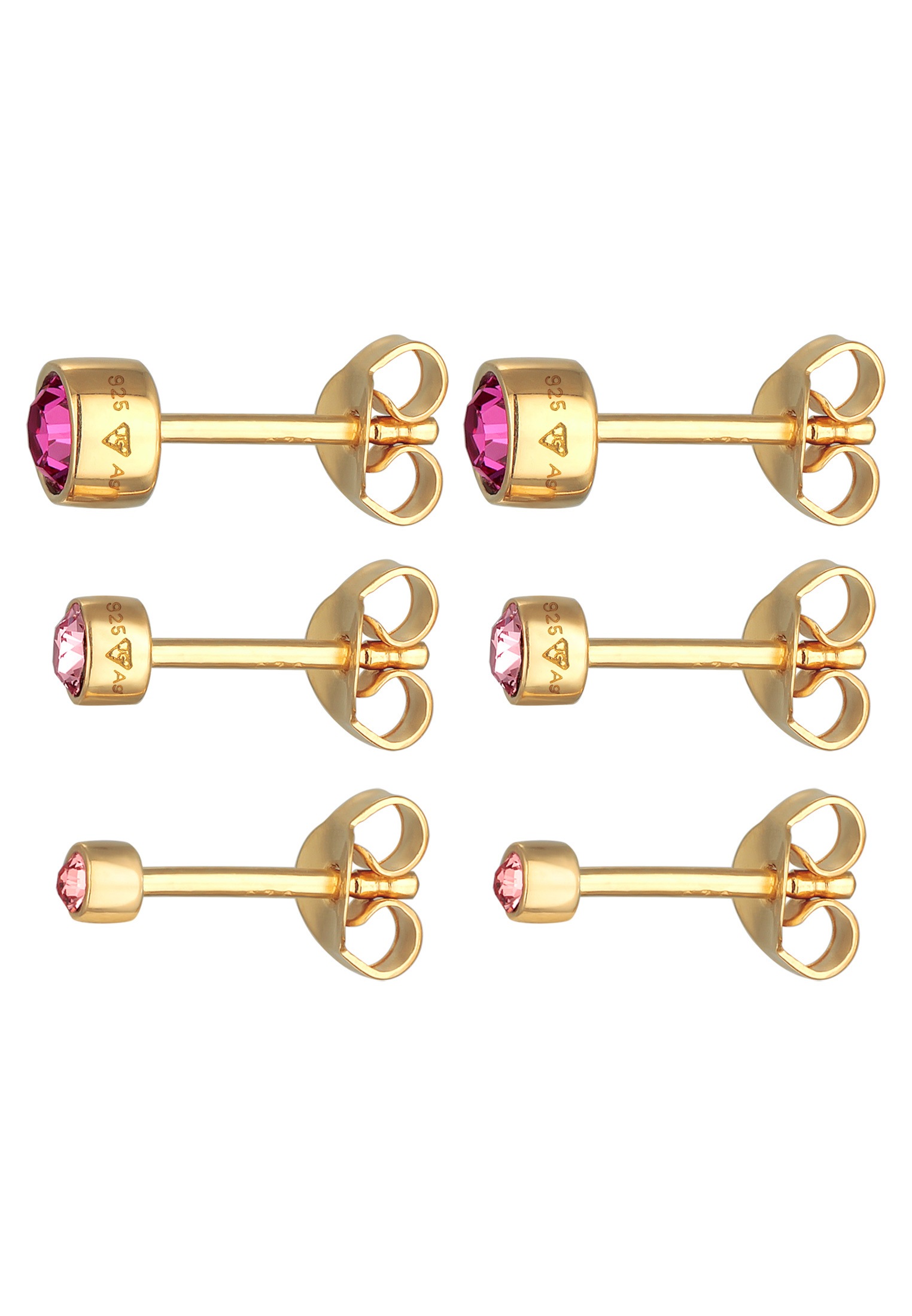 Elli Ohrstecker-Set »Ohrringe Stecker Set Kristalle Rosa 925 Silber«