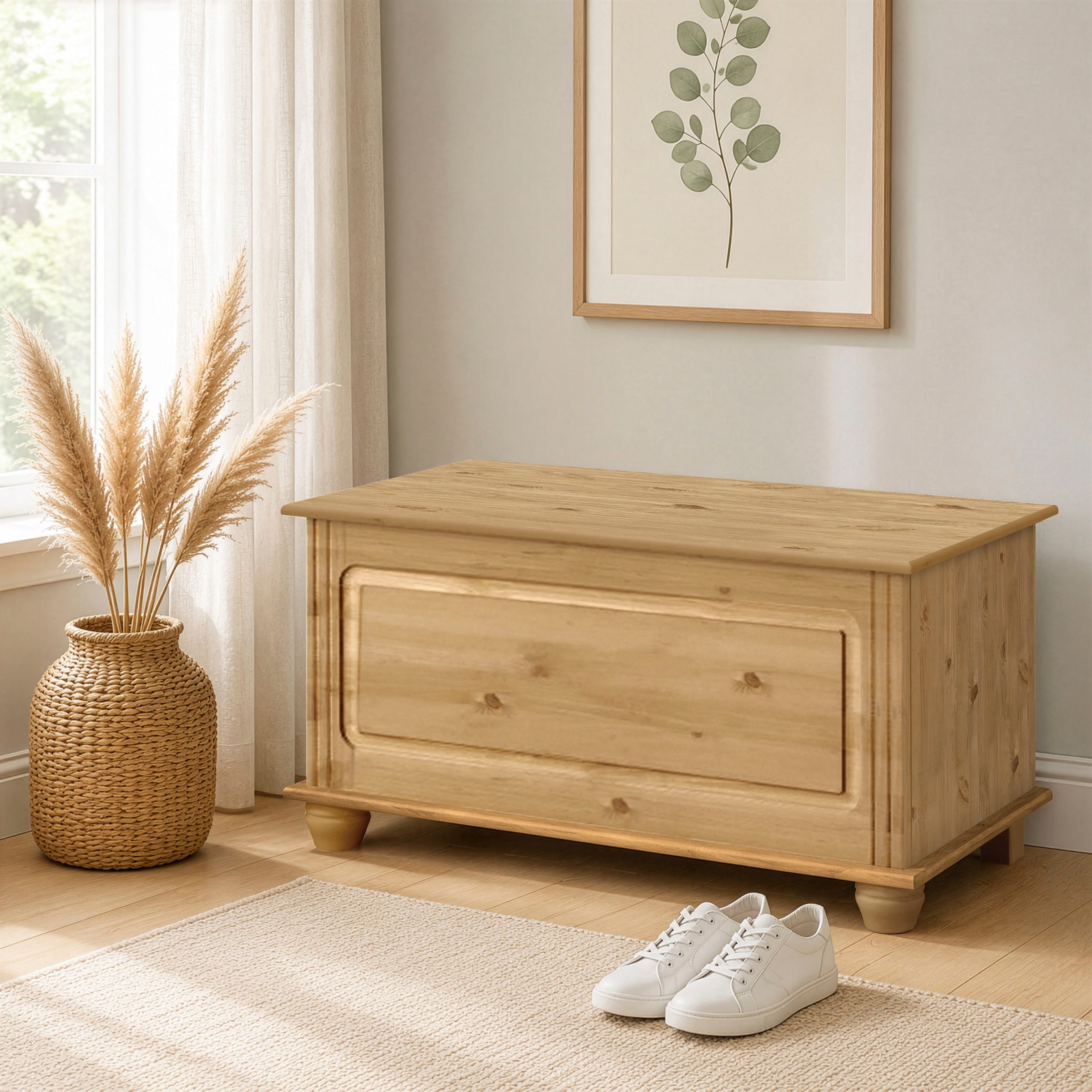 OTTO home Sitztruhe »Finca« aus massivem Kiefernholz, 85 x 43 x 45 cm, mit praktischem Stauraum
