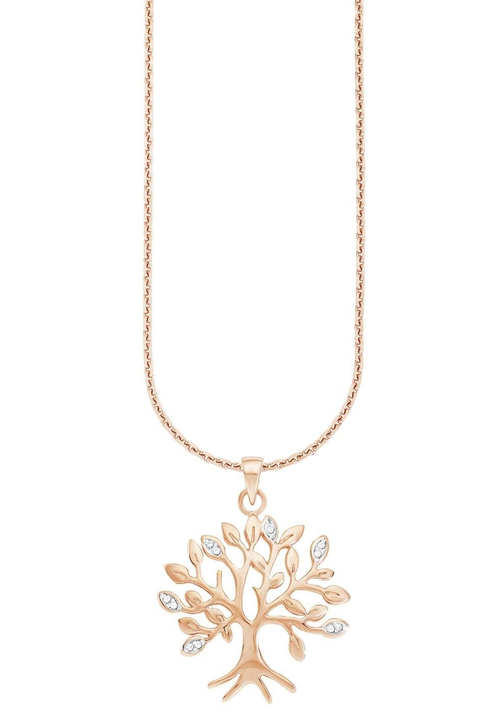 Amor Kette mit Anhänger »Lebensbaum, 2016687«, mit Zirkonia (synth.)