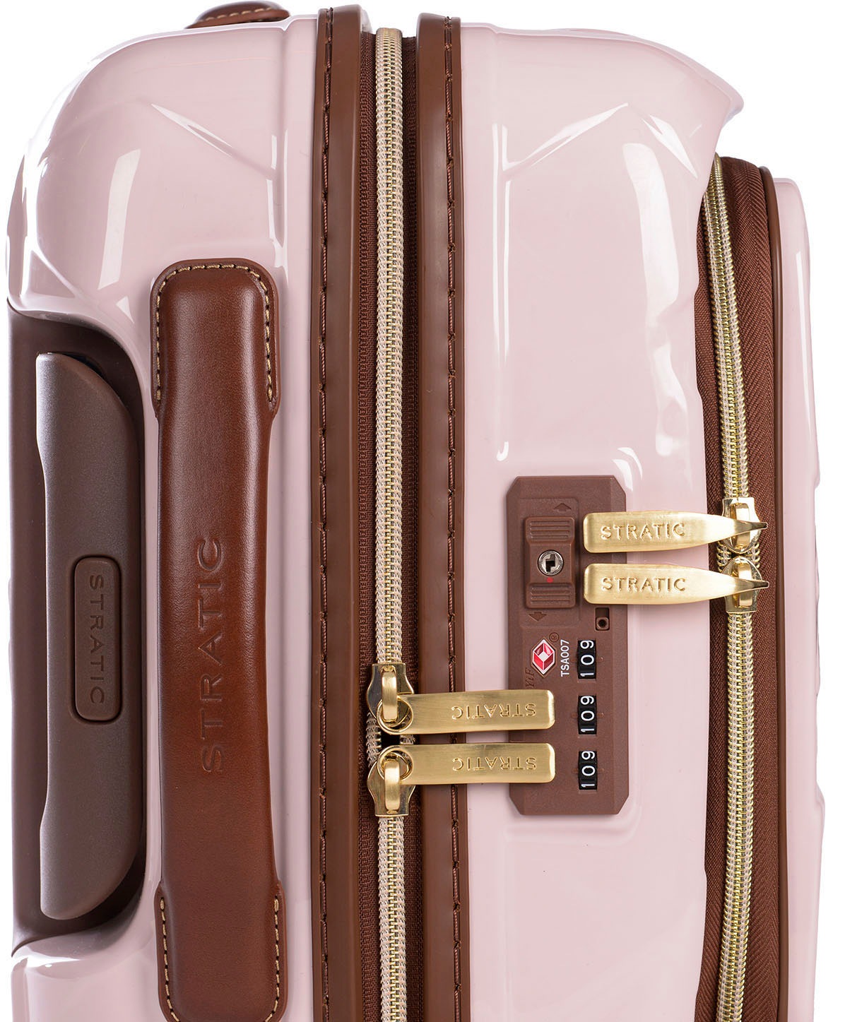 Stratic Hartschalen-Trolley »Leather&More S mit Vortasche, rose«, 4 Rollen,  mit NFC-Chip; Laptopfach bei OTTOversand