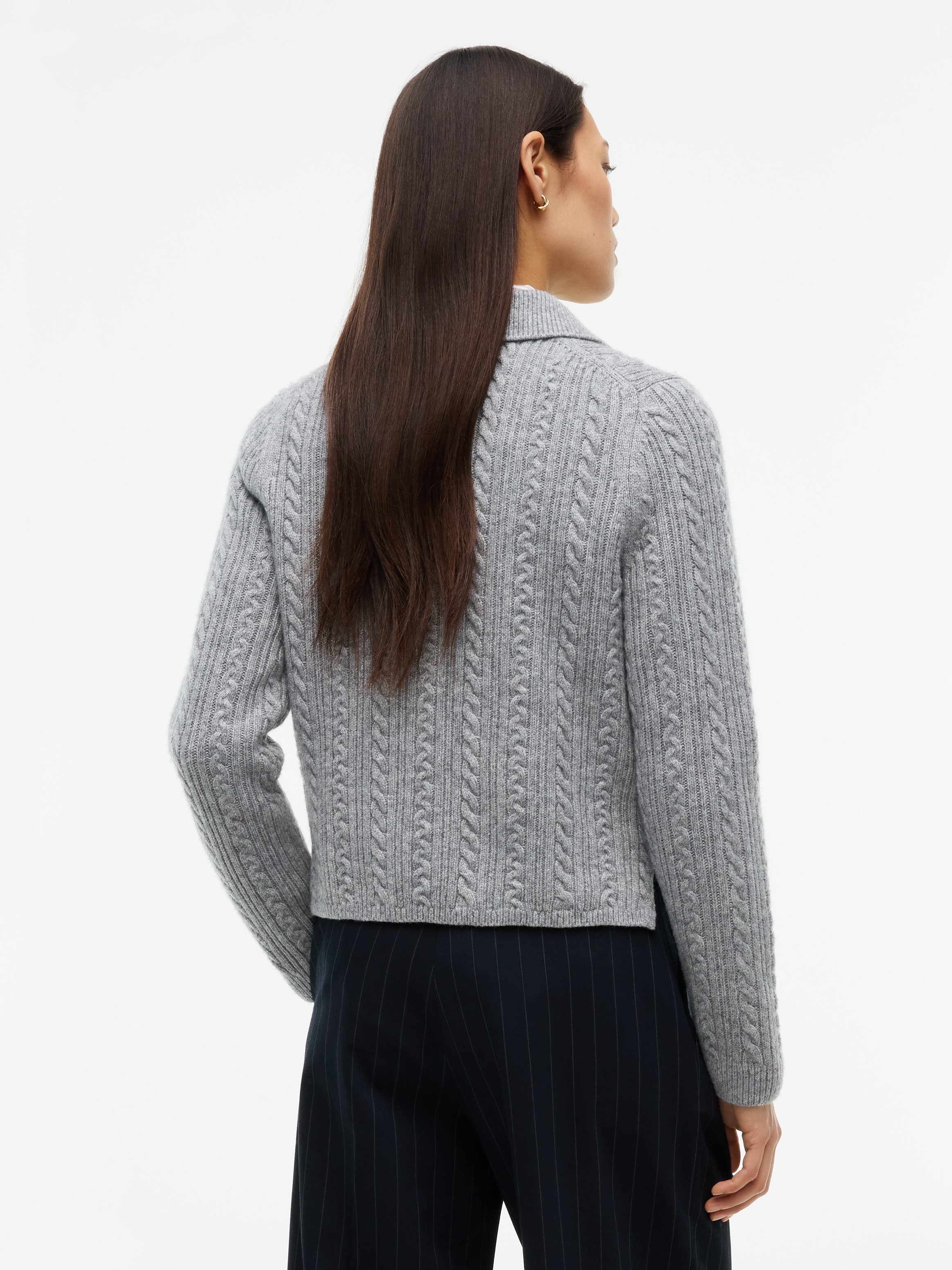 Tommy Hilfiger Polokragenpullover »LS POLO CABLE SWEATER REG FIT« Materialmix mit Wolle und Seide, Zopfmuster