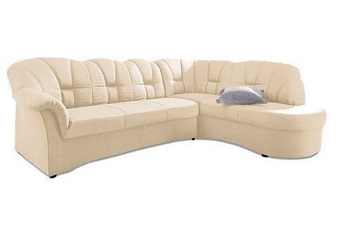 DOMO collection Ecksofa »Papenburg, zeitlose Rückensteppung, elegante Armlehne, L-Form«, mit Ottomane, wahlweise mit Bettfunktion