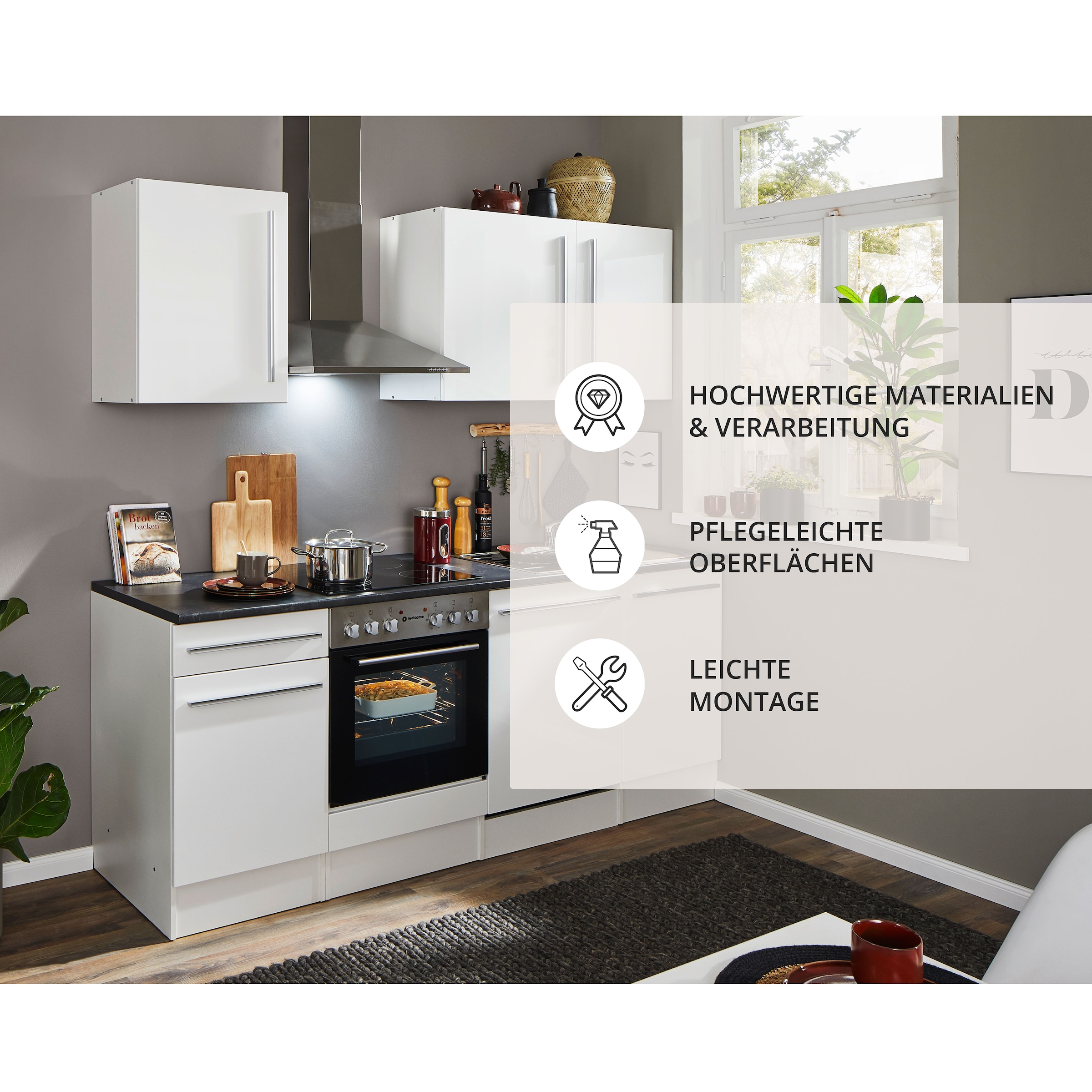 BASIC by Balculina Küchenzeile »Jazz« Breite 220 cm, wahlweise mit E-Geräten
