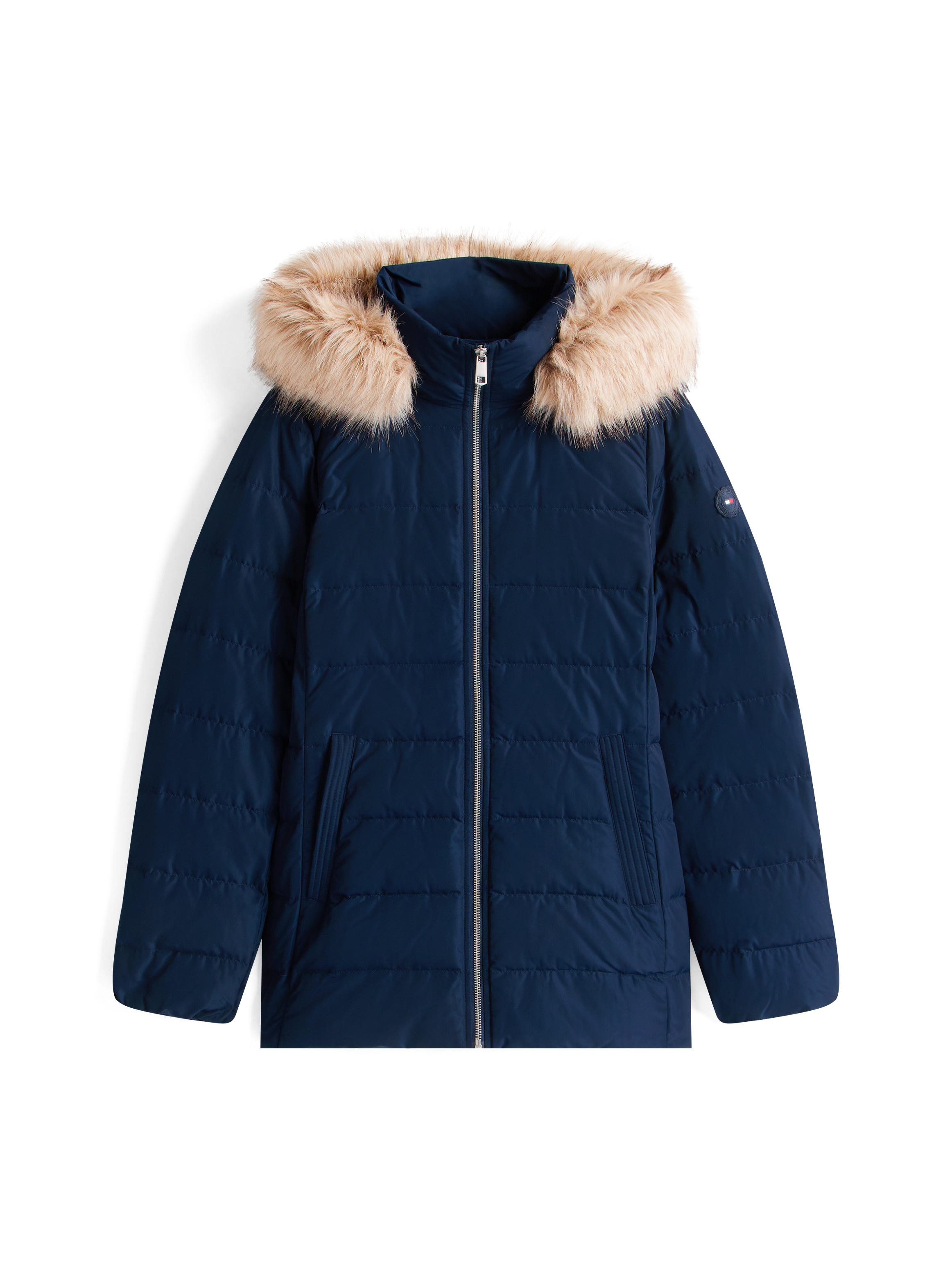 Tommy Hilfiger Steppjacke »MW DOWN SLIM JACKET WITH FUR« mit Kapuze mit Fellimitat