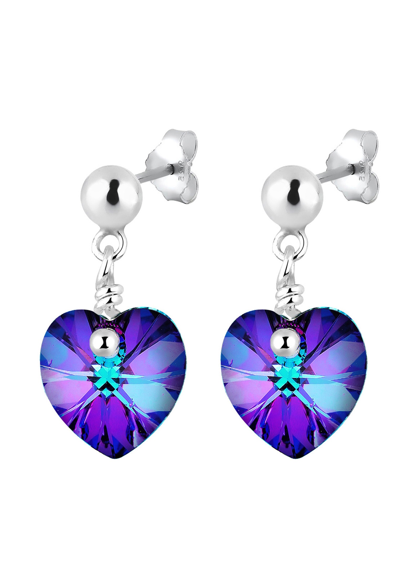 Elli Paar Ohrhänger »Ohrringe Blue Hearts Crystals 925 Sterling Silver«
