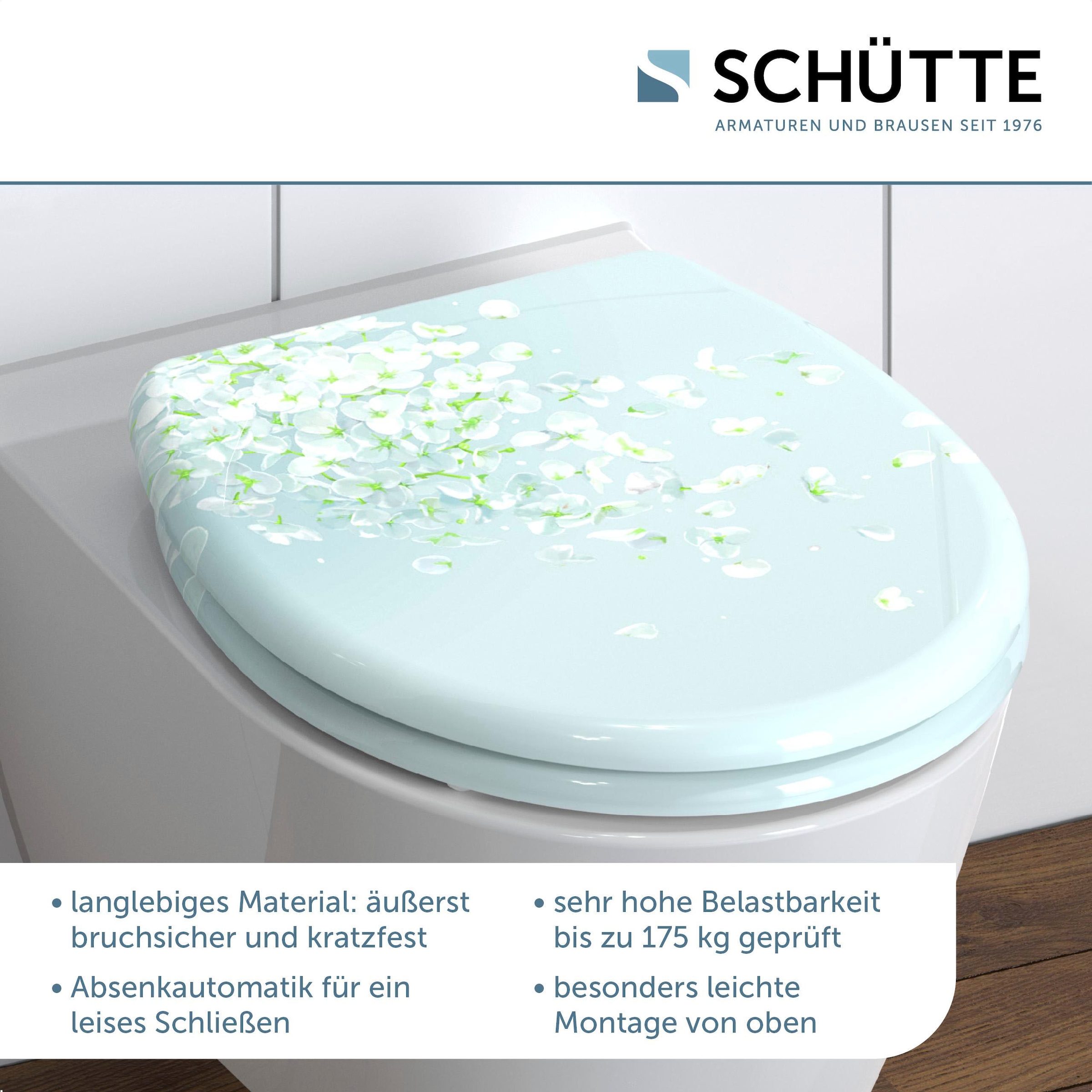 Schütte WC-Sitz »FLOWER IN THE WIND«, bruchsicher und kratzfest, Absenkautomatik, Standardmaß