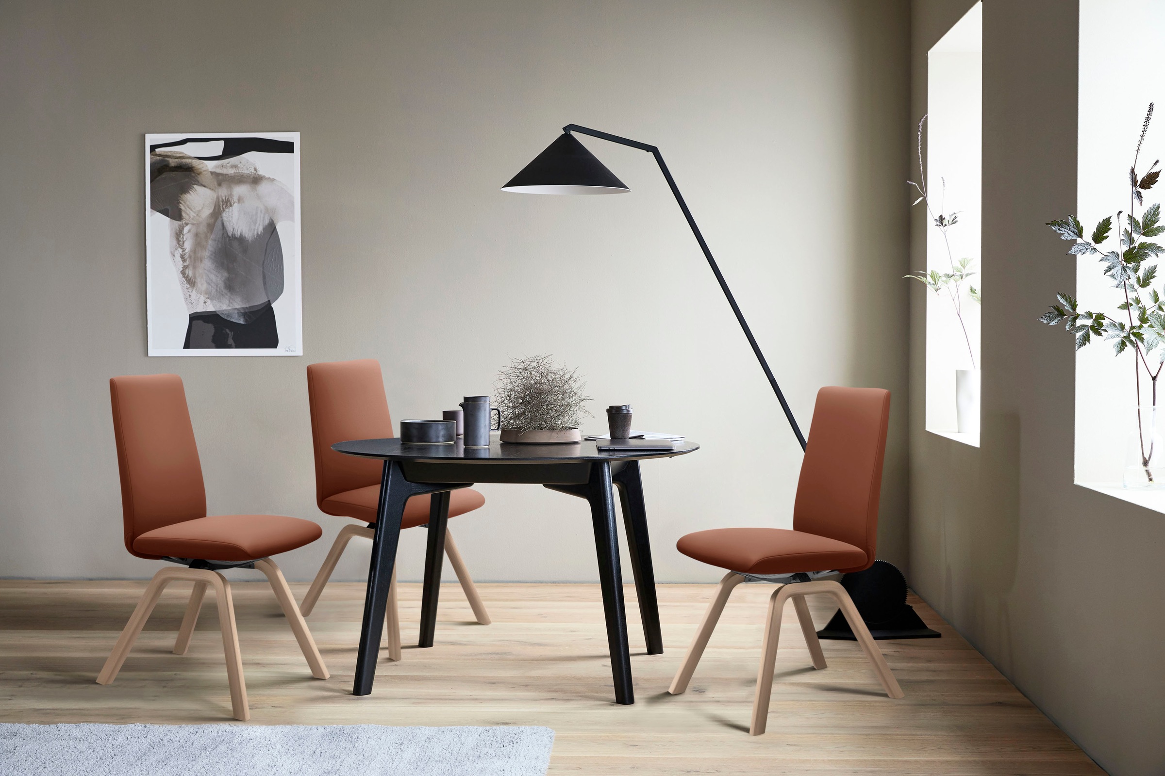 Stressless® Polsterstuhl »Laurel«, Leder PALOMA, Low Back, Größe L, mit schräggestellten Beinen in Eiche natur