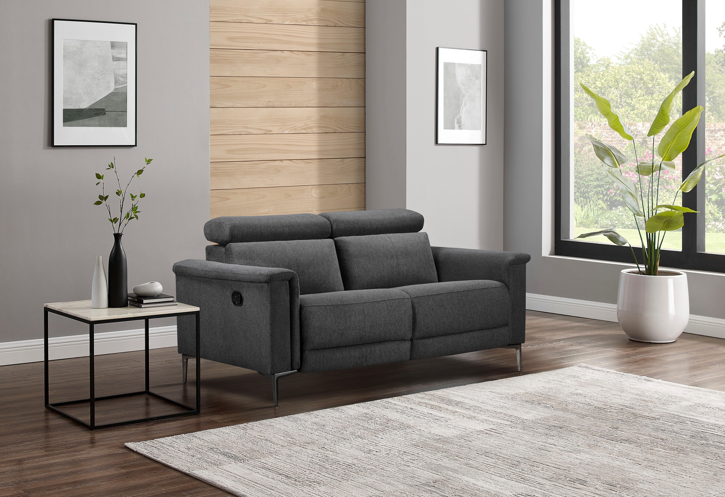 OTTO home 2-Sitzer »Lund, mit Relaxfunktion und Kopfteilverstellung« manuell od. elektrisch (m.USB-C), Echtleder, Kunstleder, Webstoff