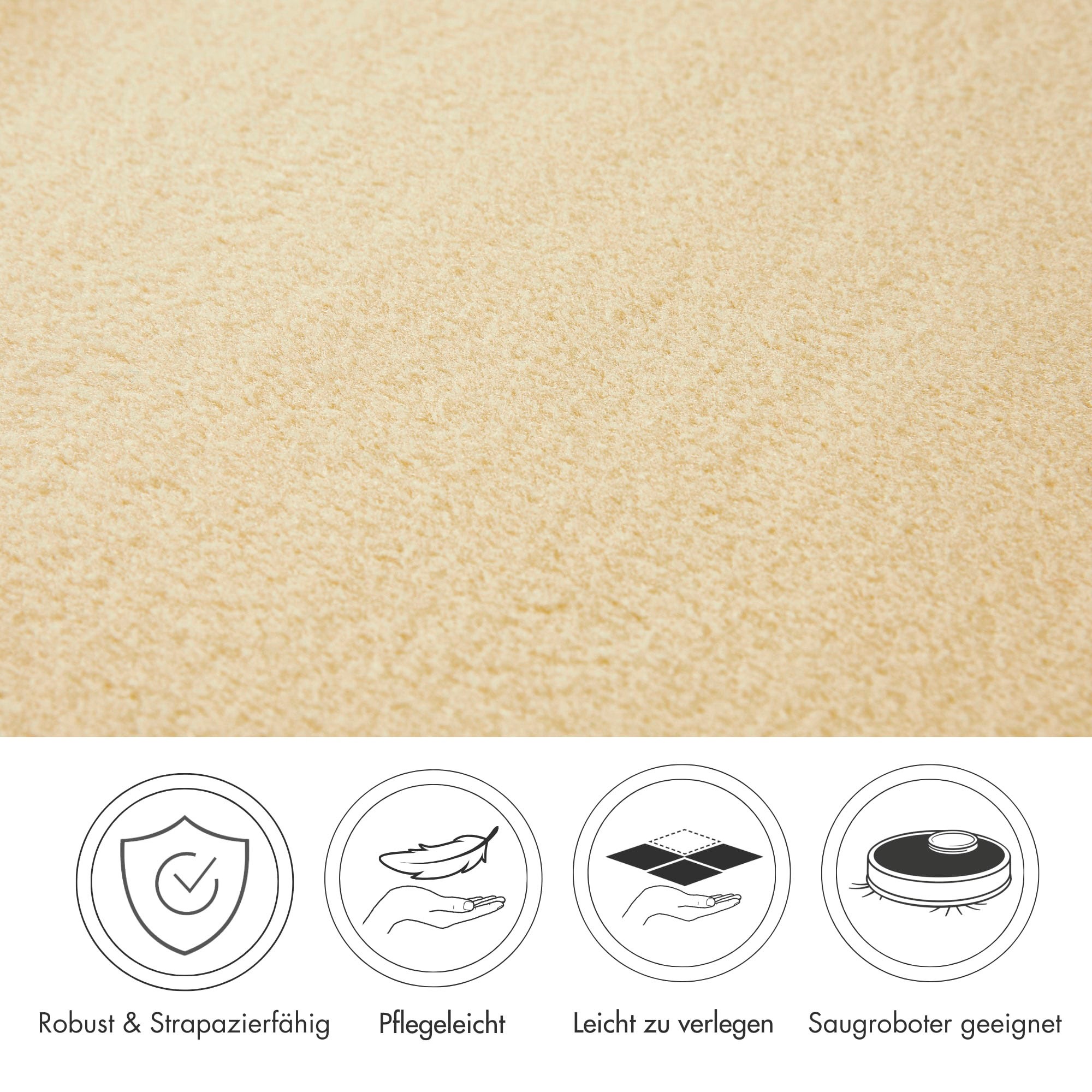 Andiamo Teppichboden »Kira, Velours, Made in Belgium«, rechteckig, 8 mm Höhe, Uni Farben, Breite 400 cm, strapazierfähig, pflegeleicht, Wohnzimmer