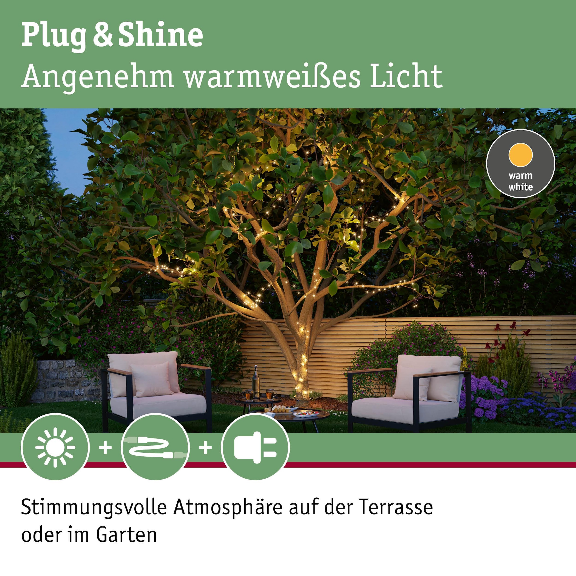Paulmann LED-Lichterkette »Yuna IP44 Schwarz« 1 Stk.-flammig dimmbar