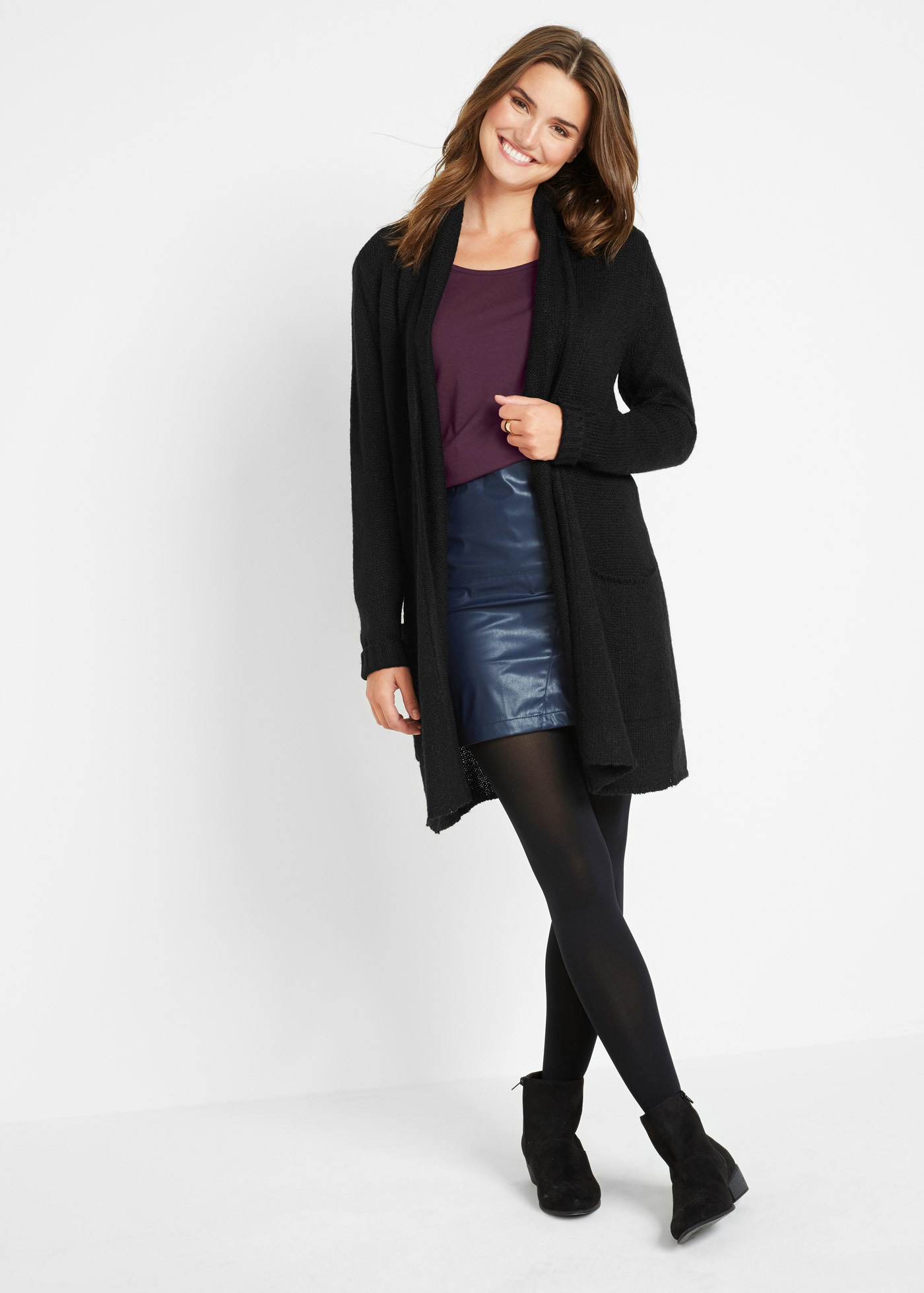 bonprix Langarmshirt eng anliegende Passform, mit Rundhalsausschnitt, mit Doppelnähten