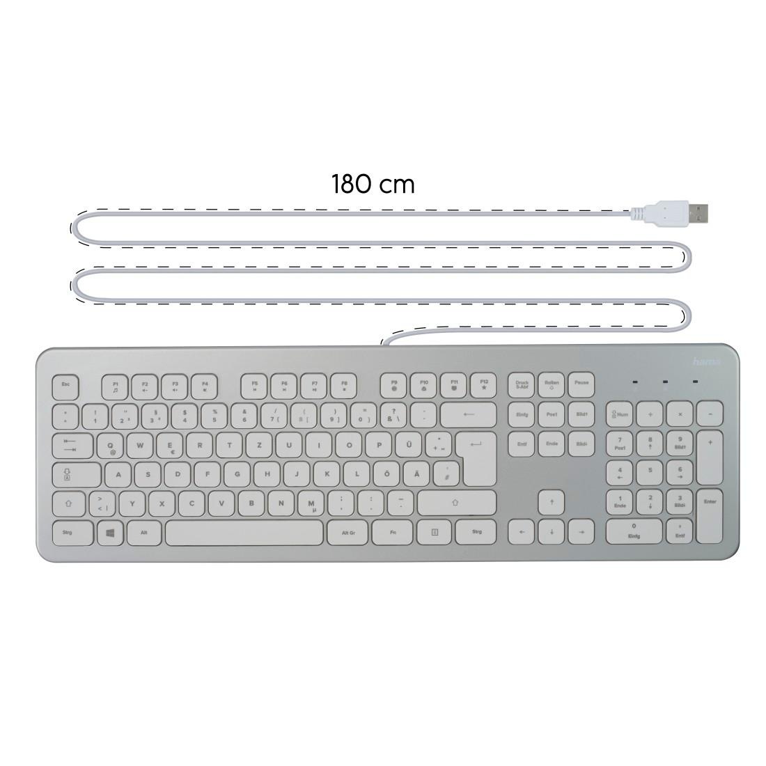 Hama PC-Tastatur »Tastatur "KC-700", kabelgebunden, PC, Notebook, Laptop Keyboard«, Abgesetzte Tasten/Leise Tasten