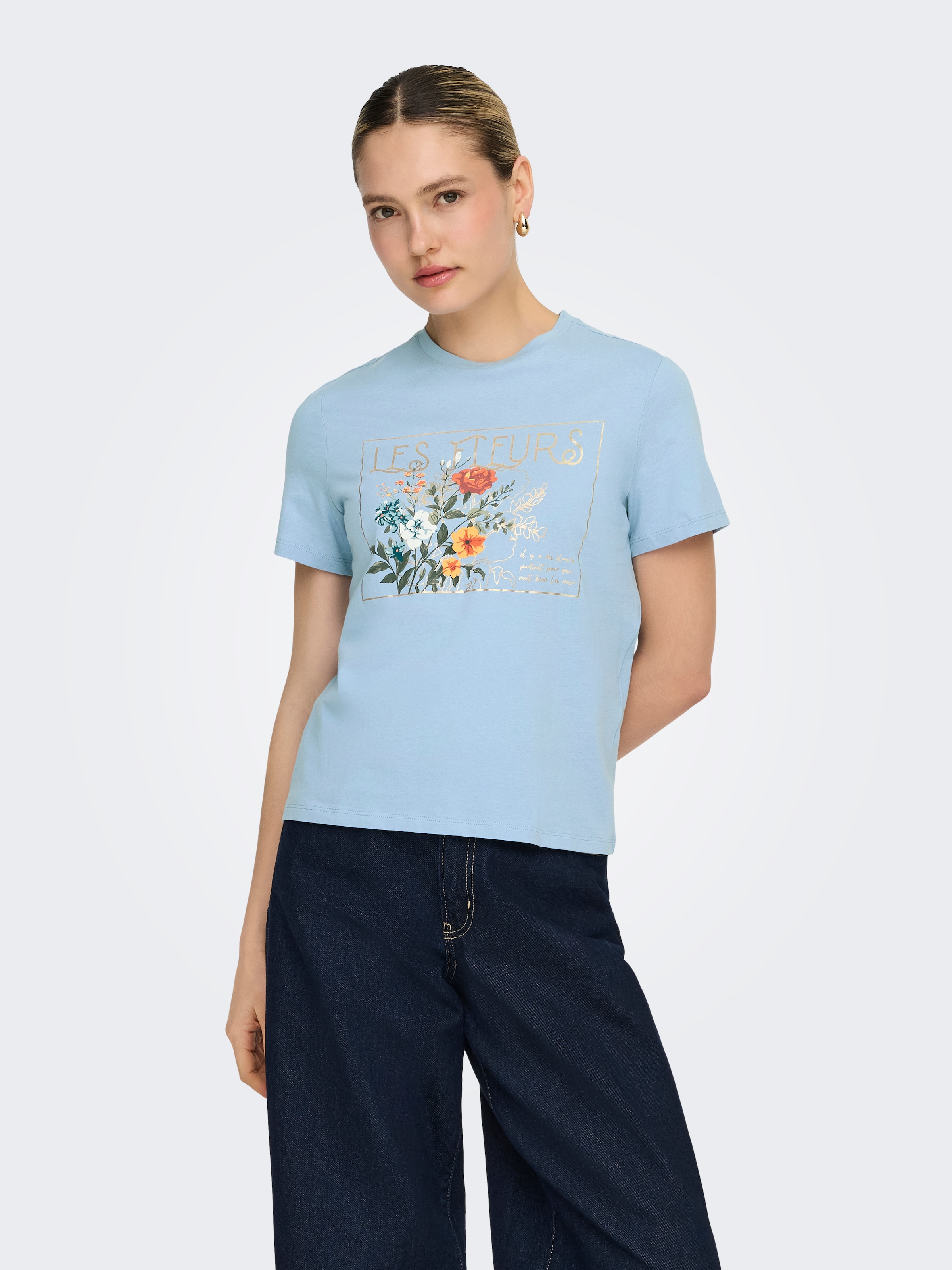 ONLY Kurzarmshirt »ONLAMBERDINE S/S PRINT TOP BOX JRS« Baumwolle, regular fit, Rundhals