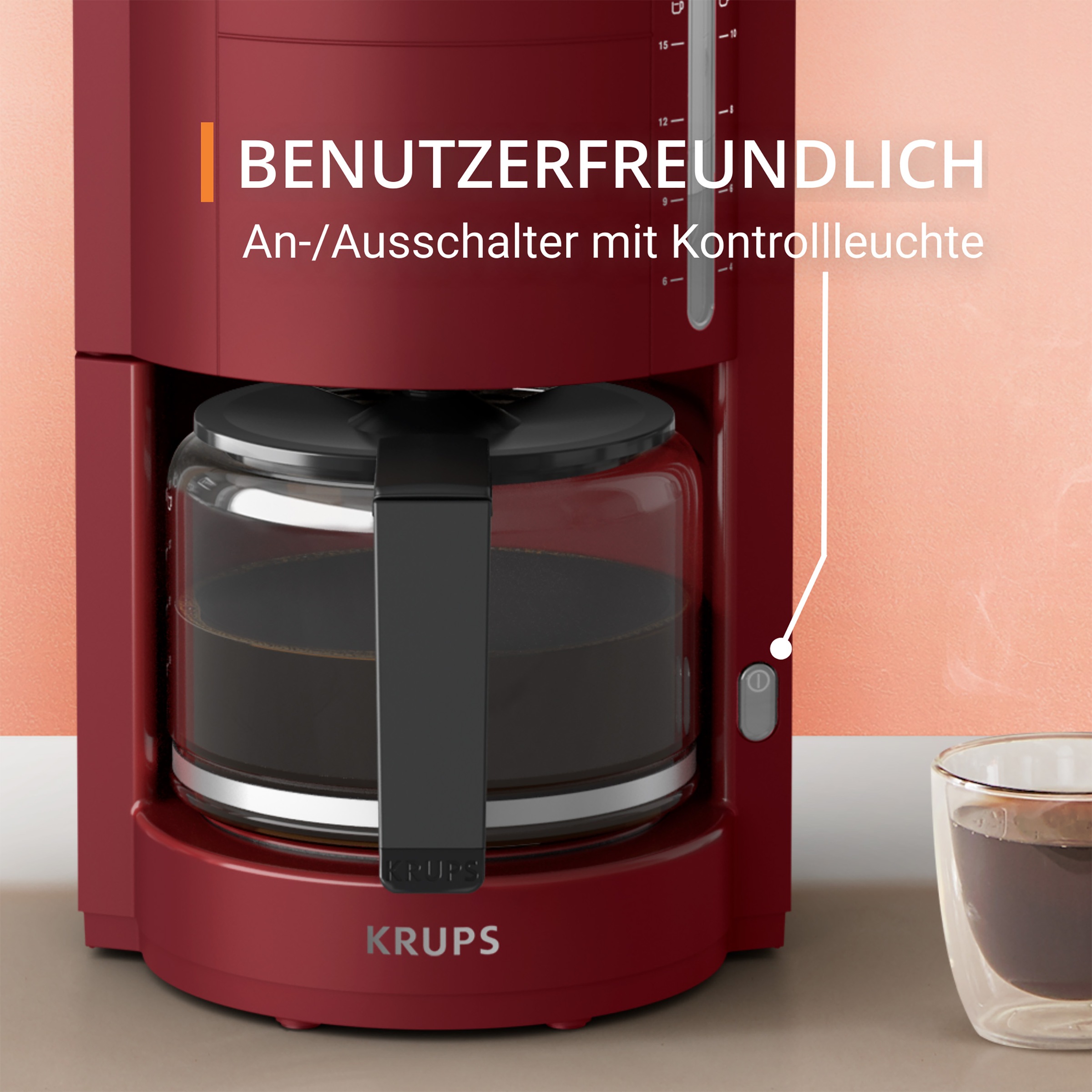 Krups Filterkaffeemaschine »F30908 Pro Aroma«, 1,25 l Kaffeekanne, mit Glaskanne, 1,25L Füllmenge, 10-15 Tassen, 1050W, Schwarz