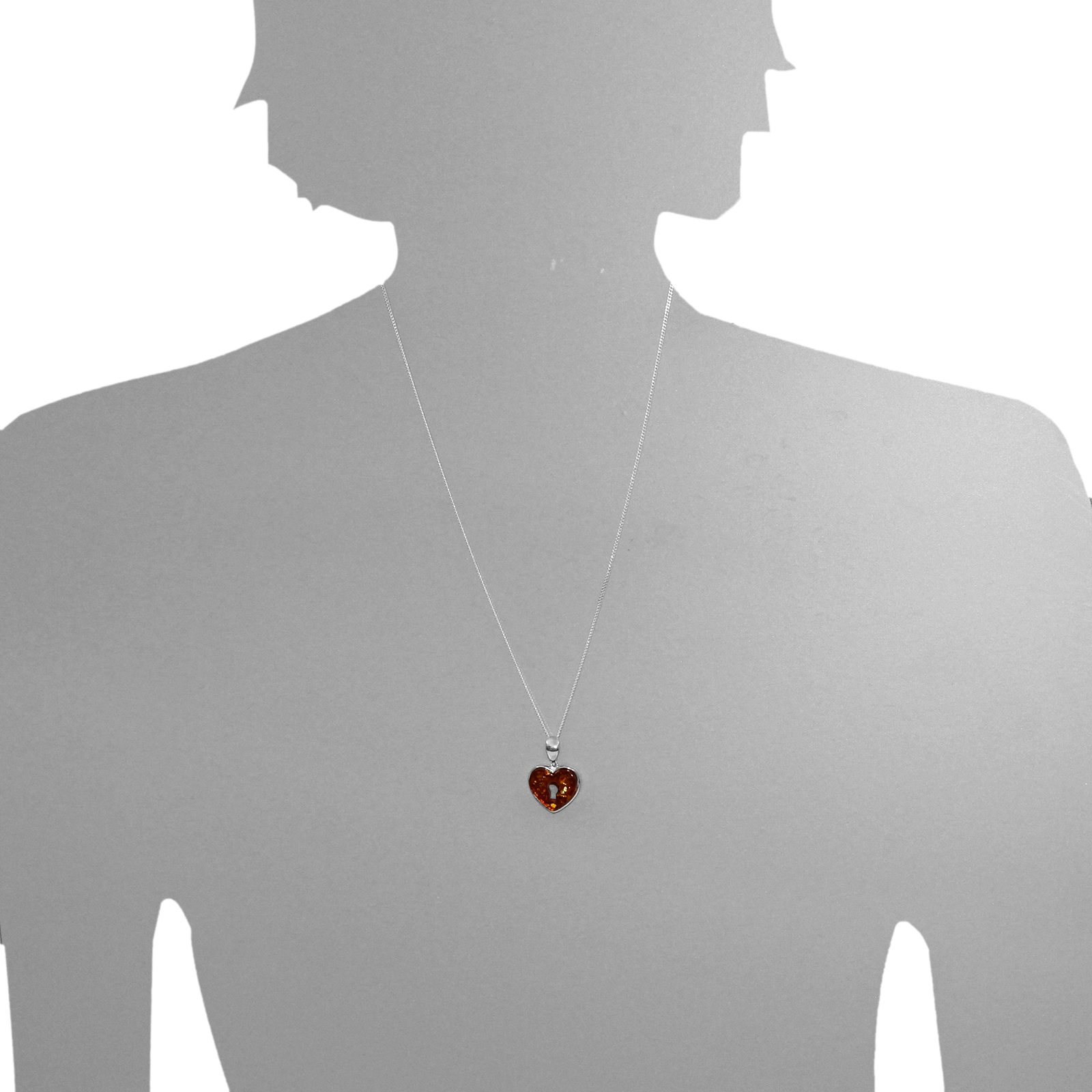OSTSEE-SCHMUCK Kette mit Anhänger »- Herz - Silber 925/000 - Bernstein«