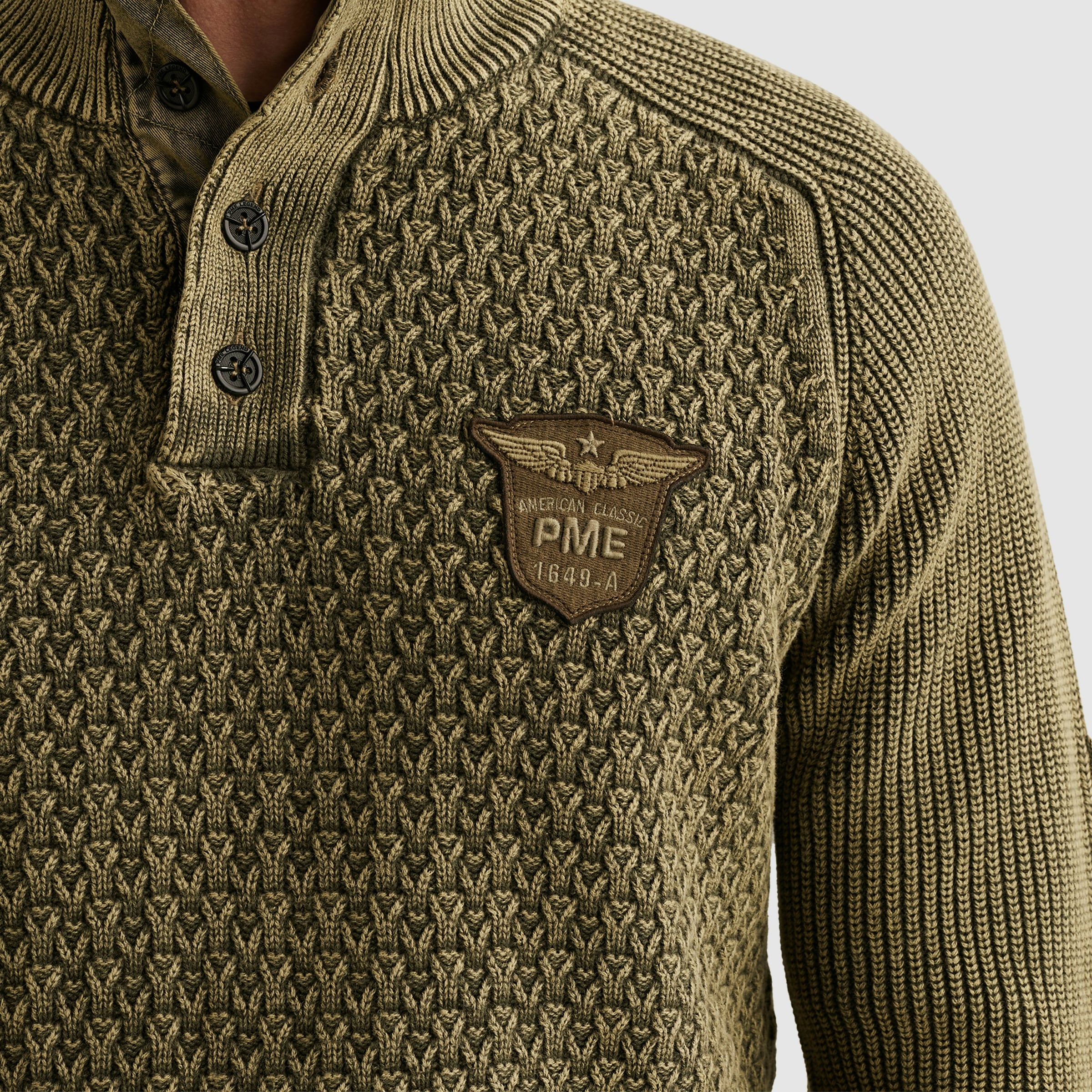 PME LEGEND Strickpullover , mit kurzer Knopfleiste
