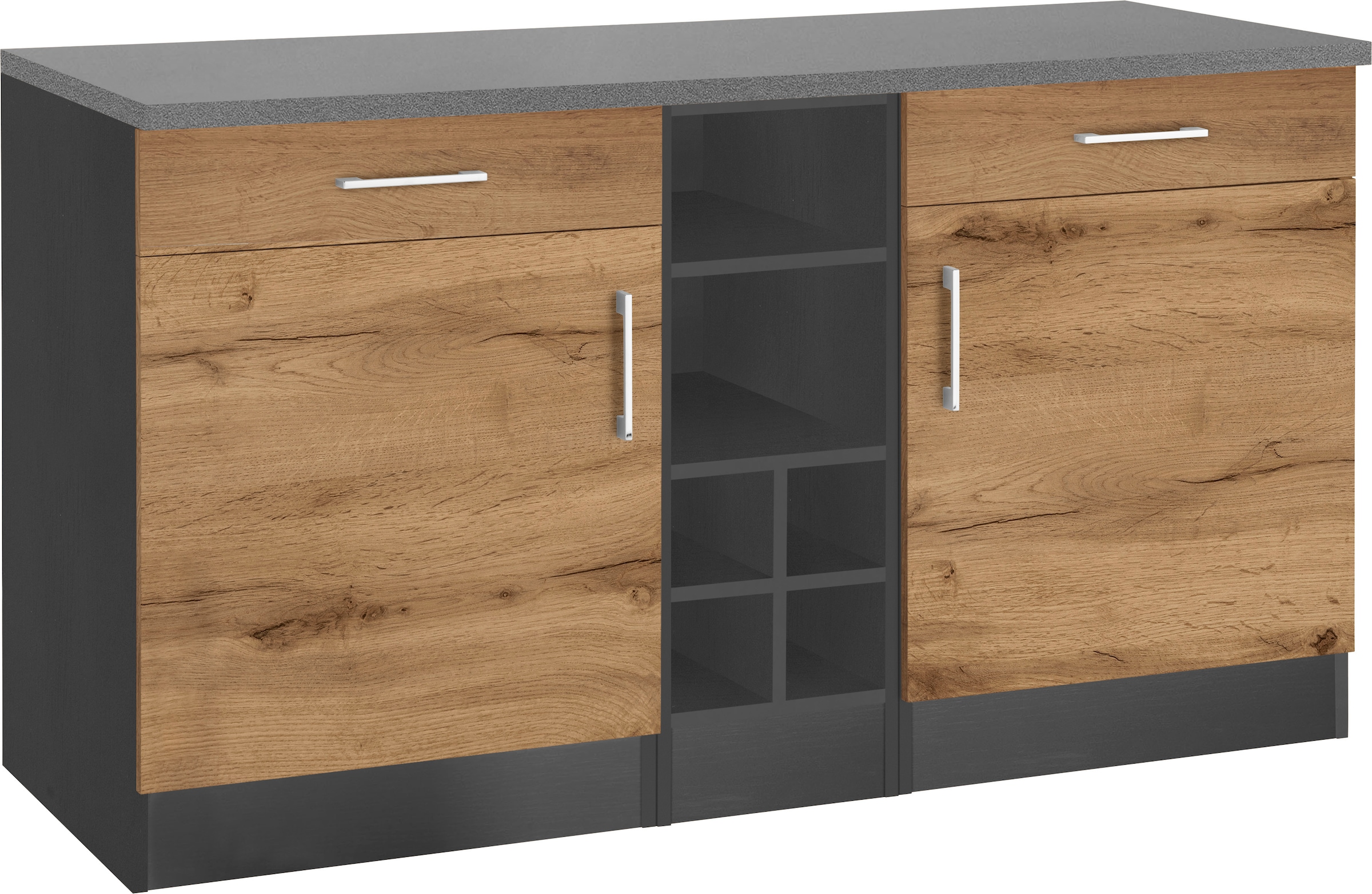 KOCHSTATION Unterschrank »KS-Colmar« 150 cm breit, 2 Schubkästen, 2 Türen, 6 Fächer, für viel Stauraum