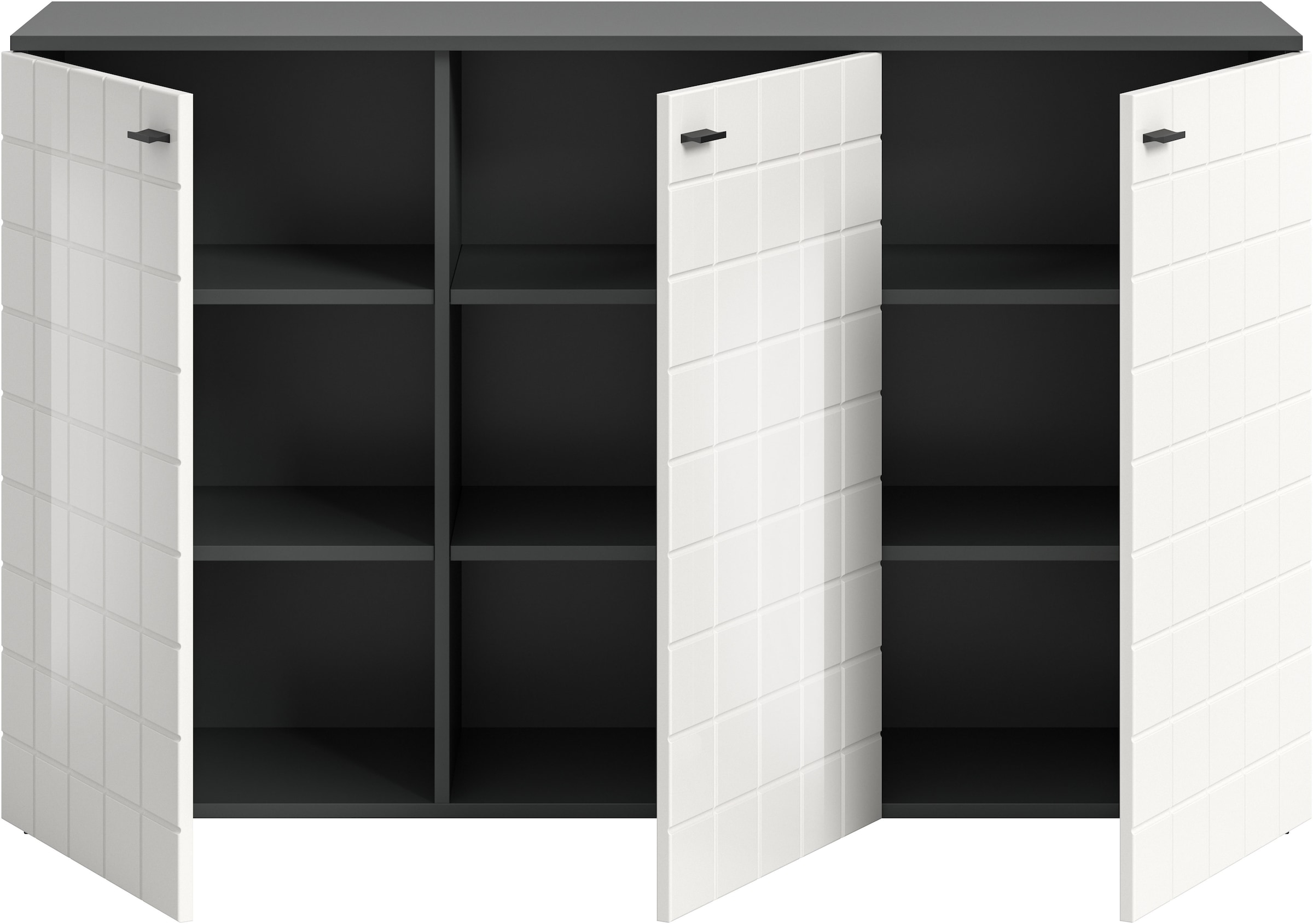 INOSIGN Sideboard »Gora, Breite 138 cm, gefräste Front in Waffeloptik hochglanz« Kommode, Schrank, Anrichte