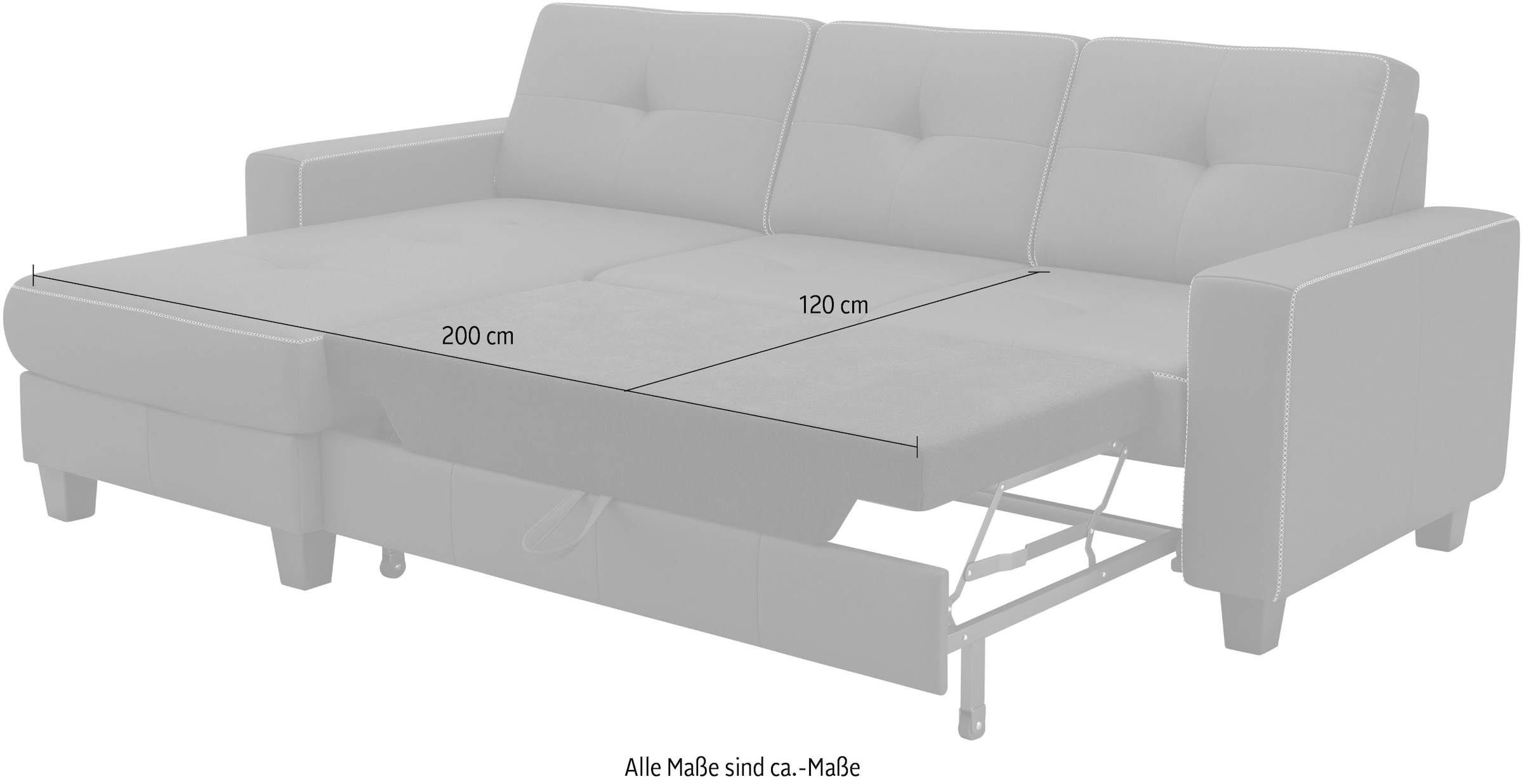 Places of Style Ecksofa »Varese«, wahlweise mit Bettfunktion und Bettkasten