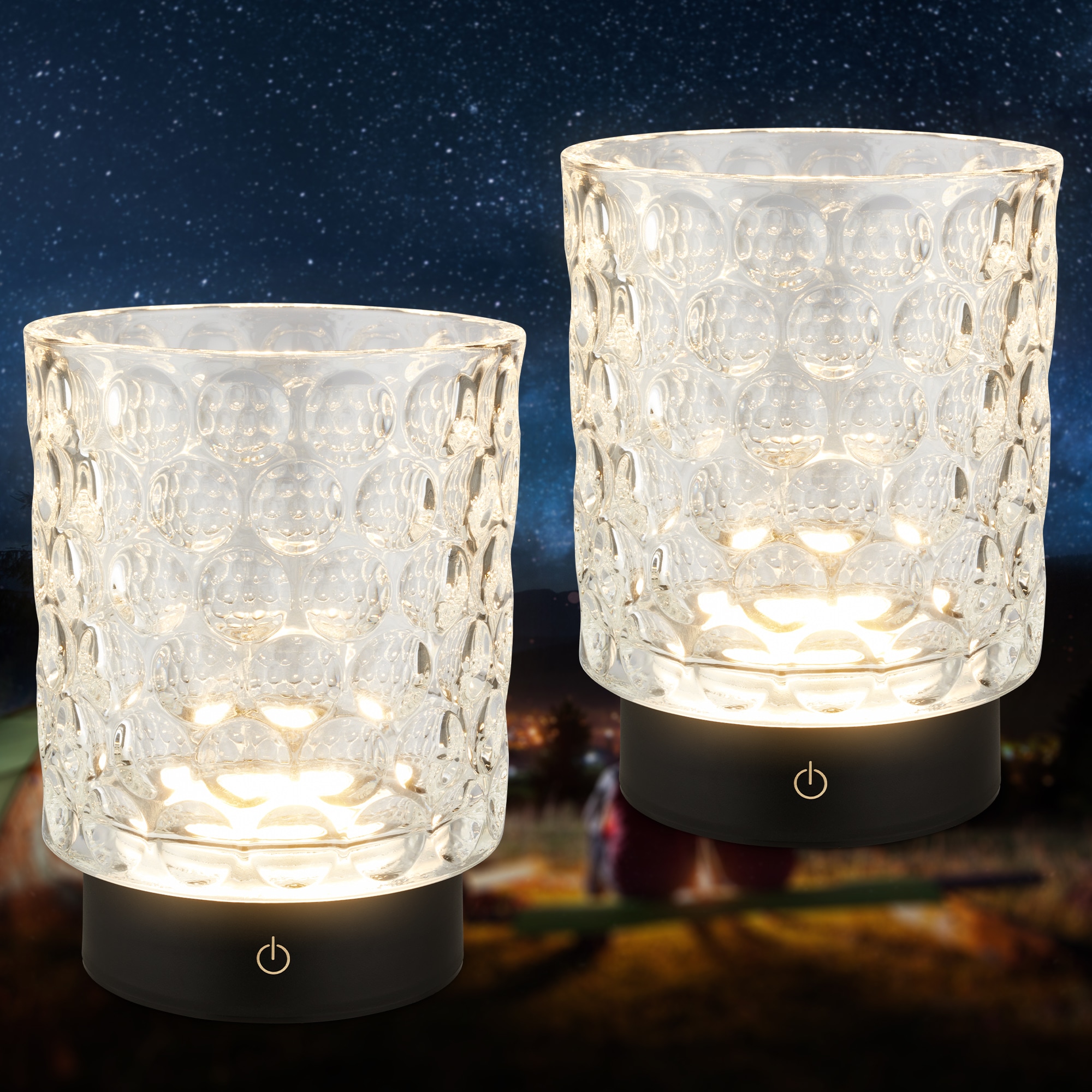 Briloner Leuchten LED Außen-Tischleuchte »SUNORA« LED-Board 2 Stk. Warmweiß kabellos 15 x 11 cm Klar 2W Wohnzimmer Flur Outdoor Aussen 2er-Set