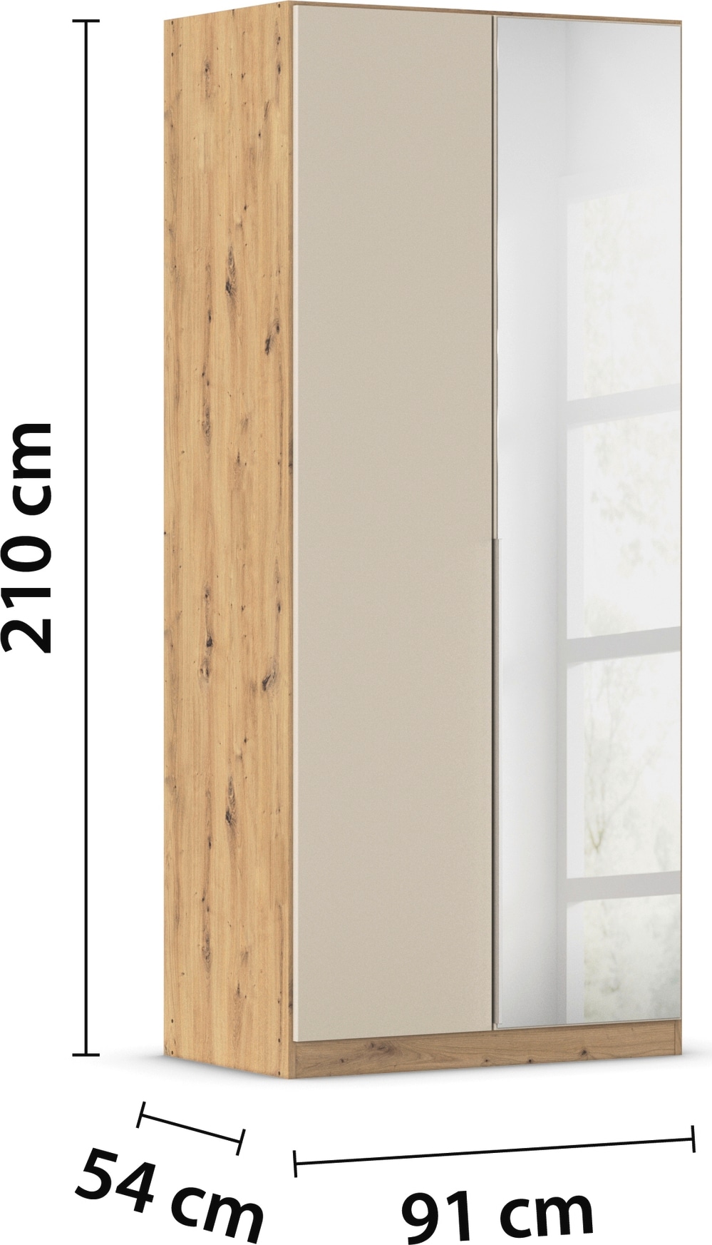 OTTO home Drehtürenschrank »Kleiderschrank Schrank Garderobe AGORDO mit Dekor- oder Hochglanzfront« in zwei Griff-Farben, Breiten 91-360 cm,  durchdachte Innenausstattung, in 7 Breiten und 2 Höhen MADE IN GERMANY