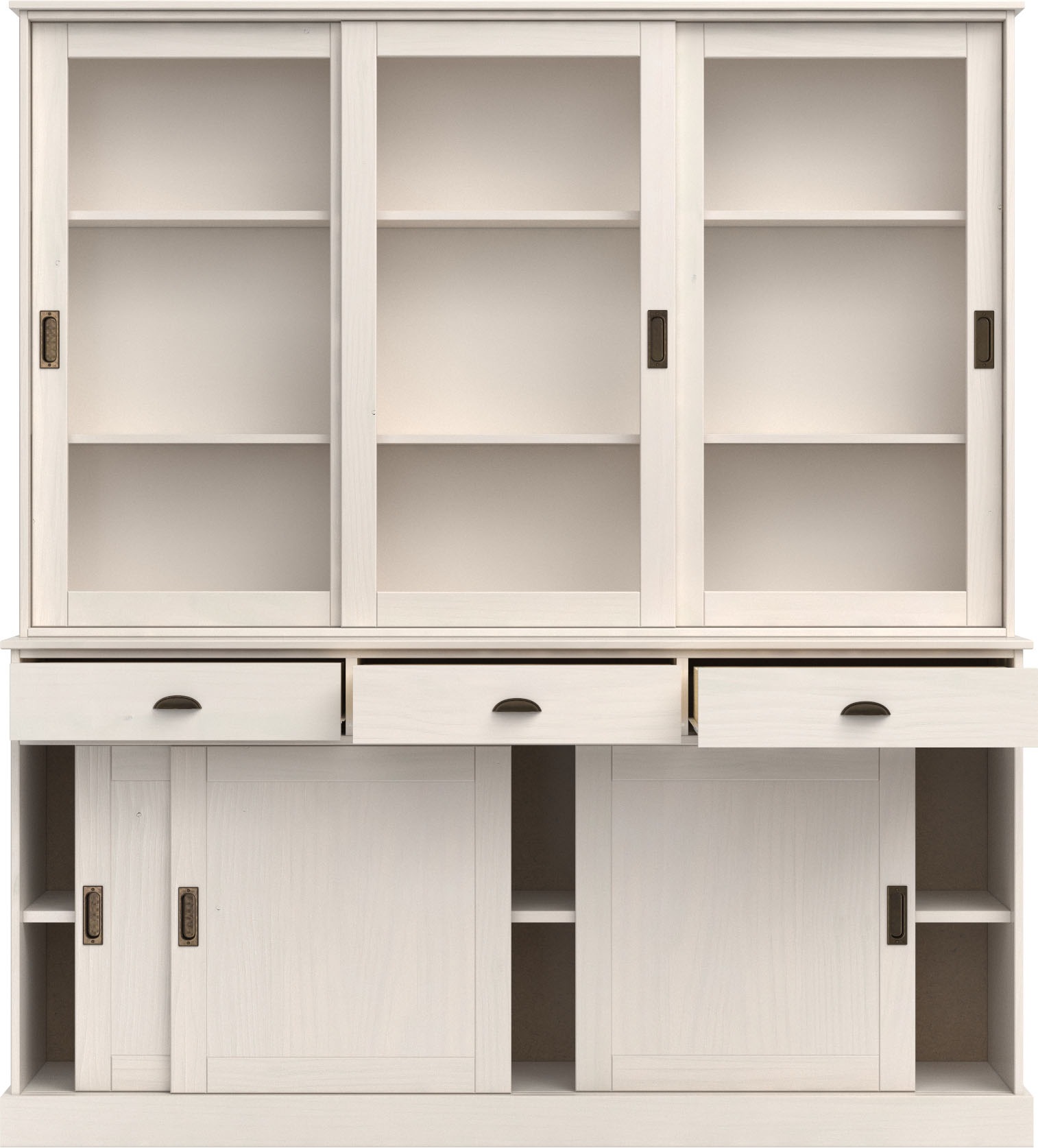Home affaire Buffet »Schröder«, mit 6 Schiebetüren, davon 3 mit Glaseinsatz,Br.170 cm, Kiefer massiv