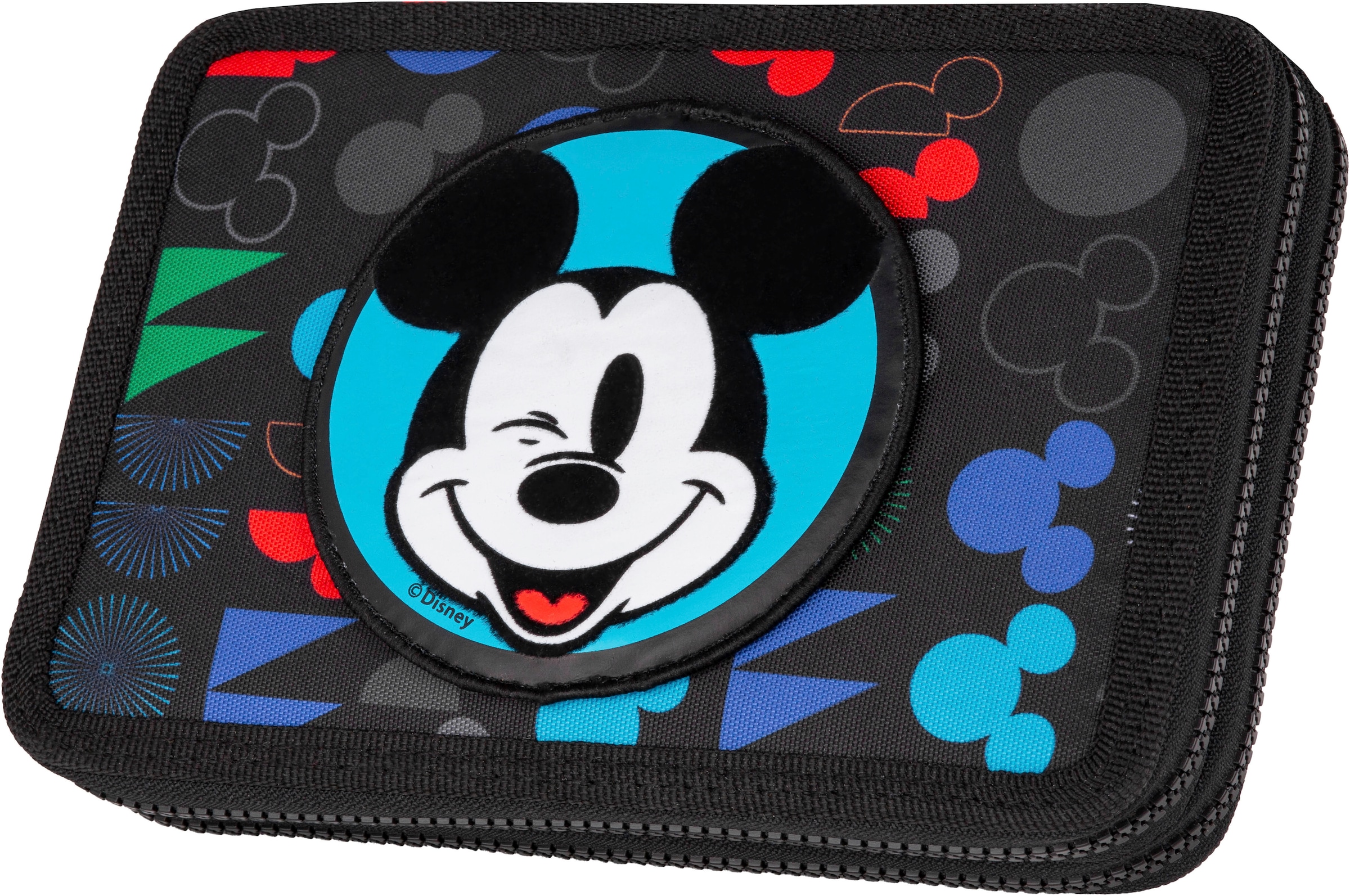 CoolPack Federmäppchen »Etui XL, Disney, Mickey Mouse, mit 2 Reißverschlüssen«, befüllt