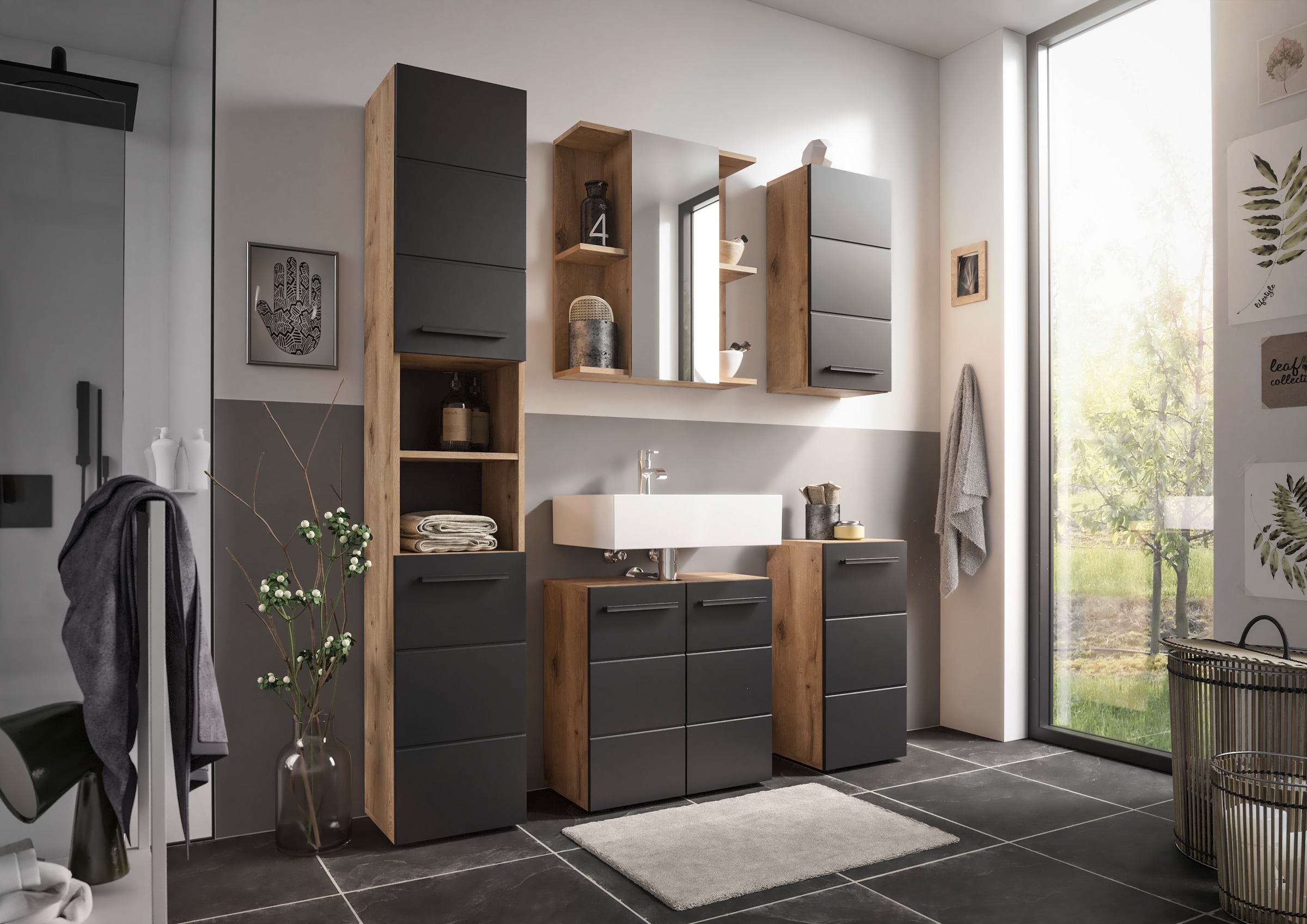 BASIC by Balculina Hängeschrank »Vista BxHxT 34x70x23 cm« 1 Stk. tlg. Breite 34cm, Kunststoffgriffe, Made in Europa