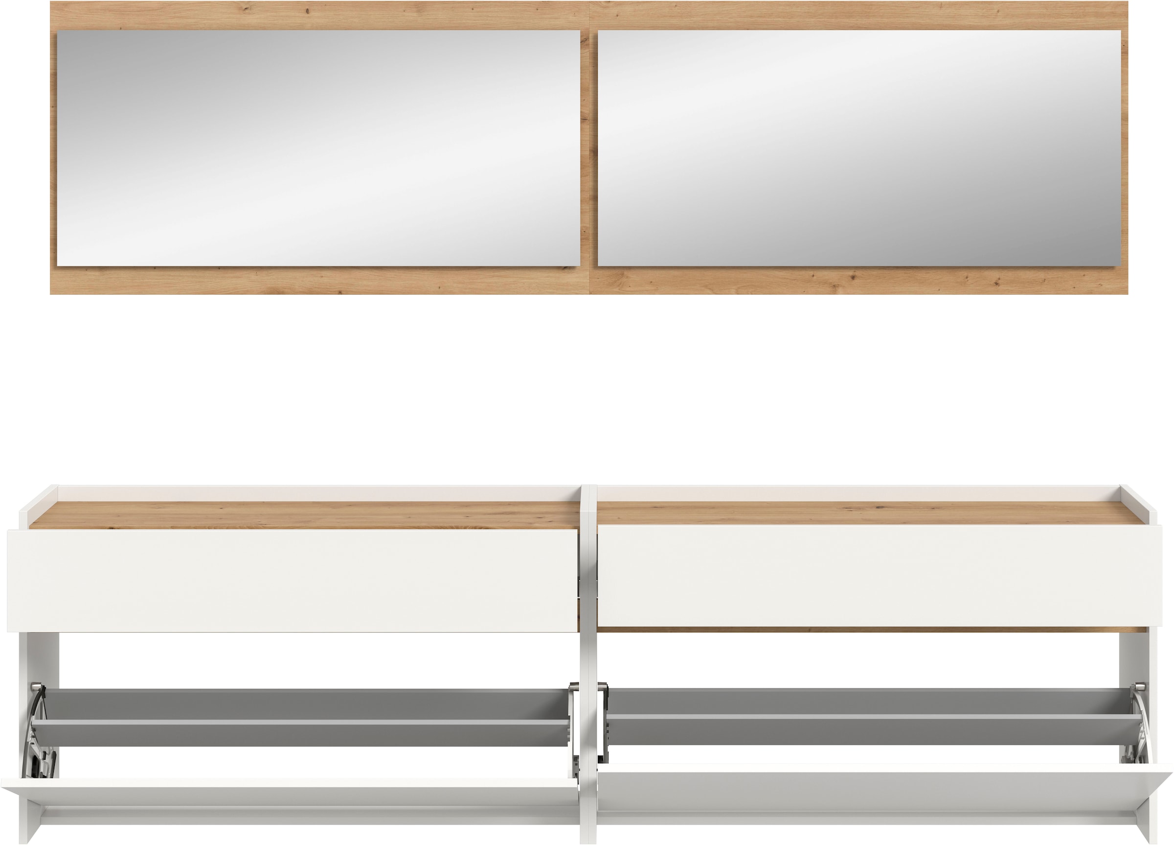 INOSIGN Garderoben-Set »EVRID, 4-teilig, Breite 220 cm, individuell hängbar & erweiterbar« best. aus: 2x Kommode und 2x Spiegel, 4 Stk. tlg.