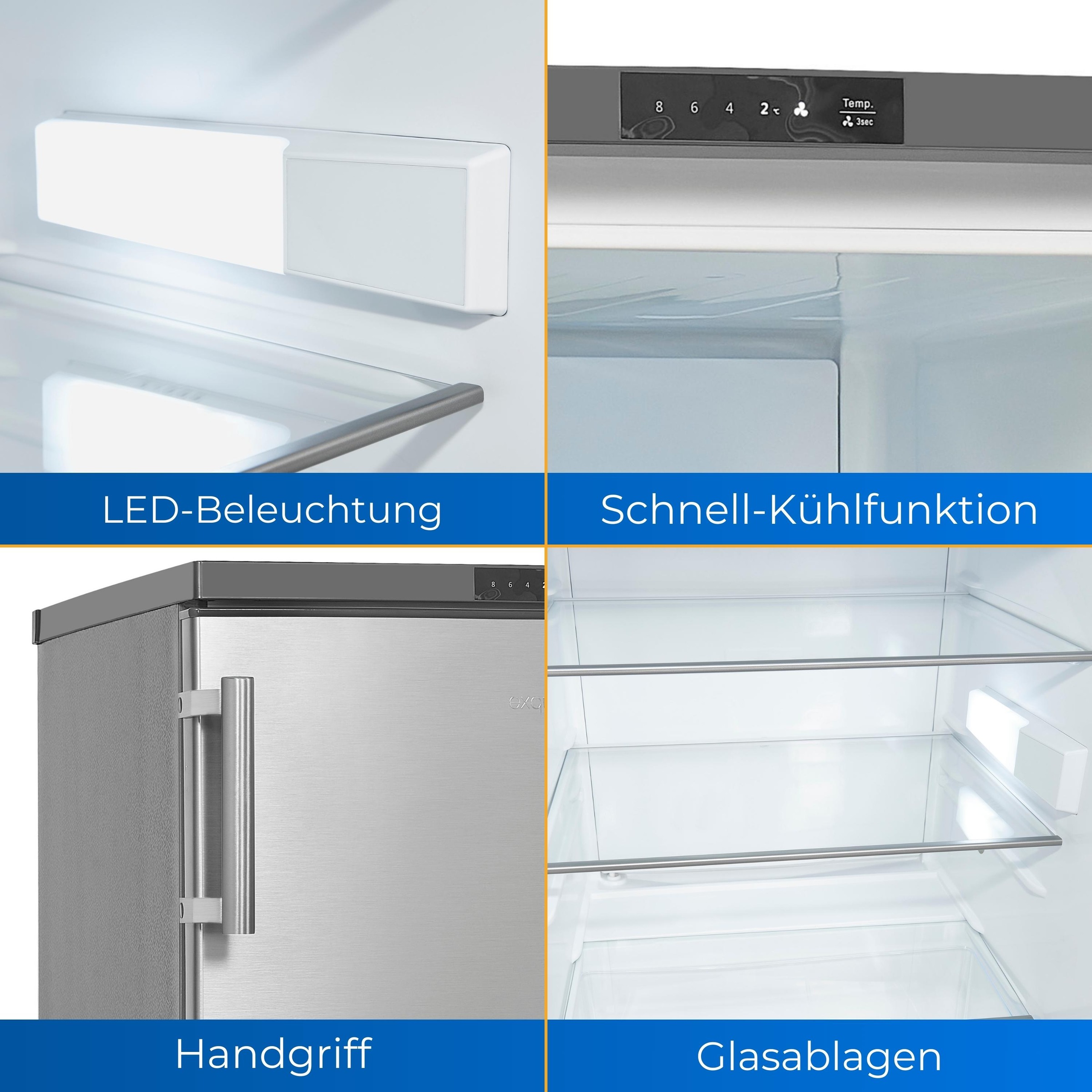 exquisit Vollraumkühlschrank »KS16-V-HE-011D inoxlook«