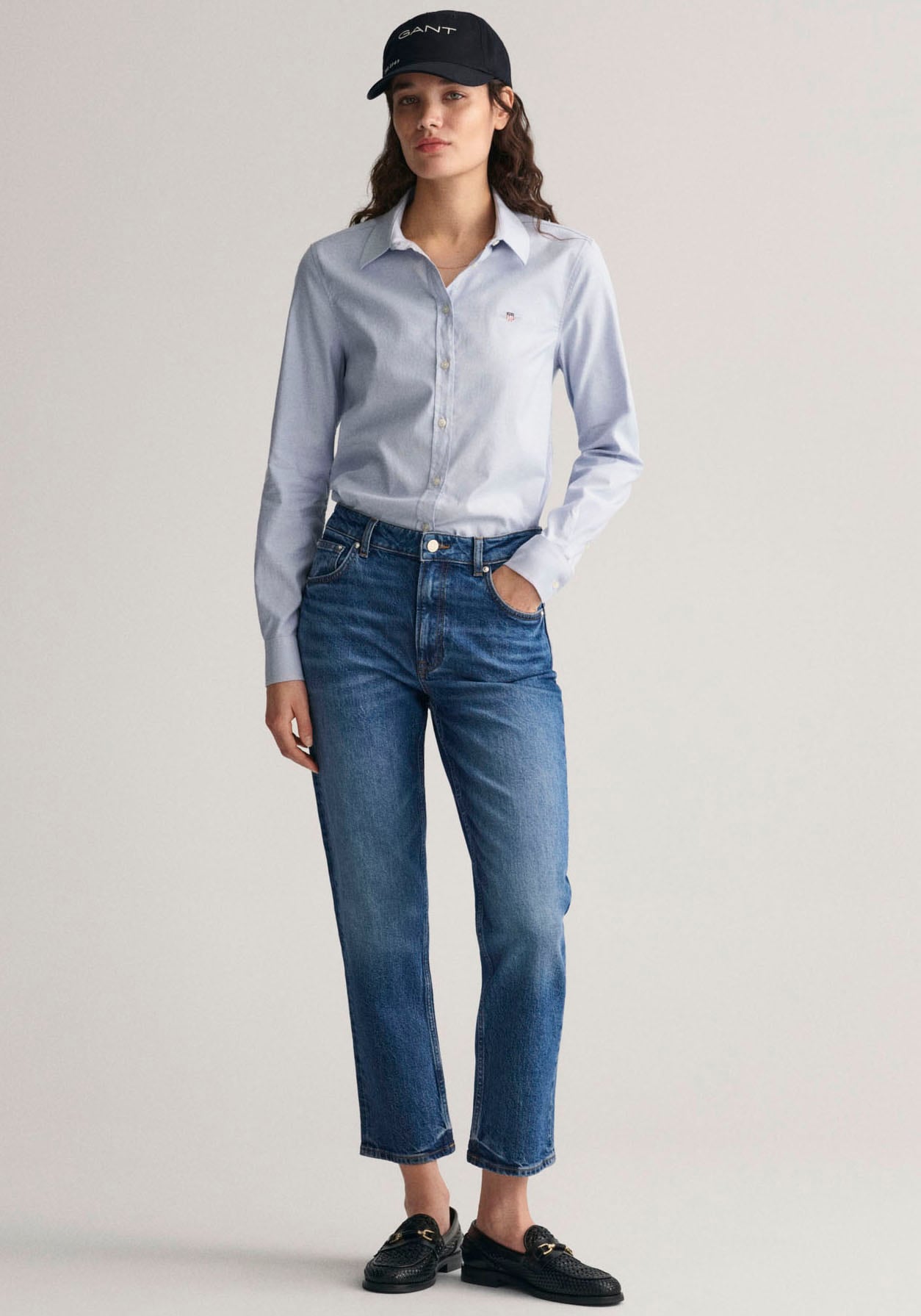 Gant Langarmbluse »New Slim Stretch Oxford Blouse«, für bequemen Sitz u. Bewegungsfreiheit, New Slim Stretch, bügelfrei