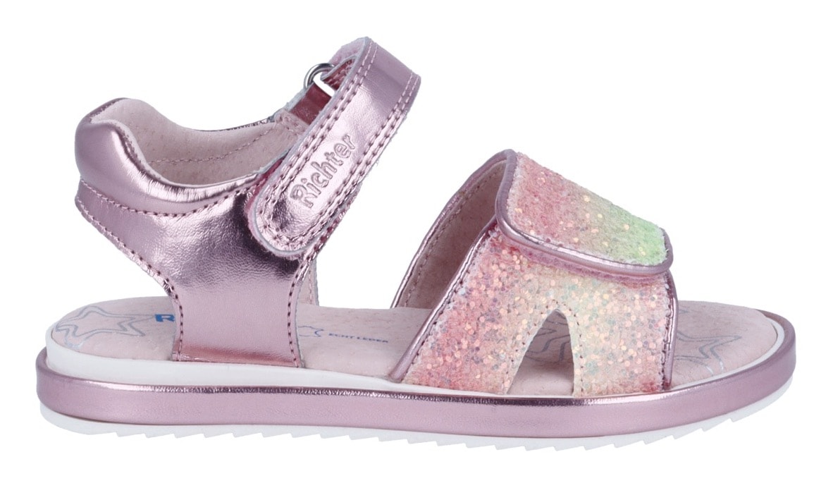 Richter Sandale »Romea WMS: mittel«, Glitzersandale mit Glitter und Metallic, Größenschablone zum Download