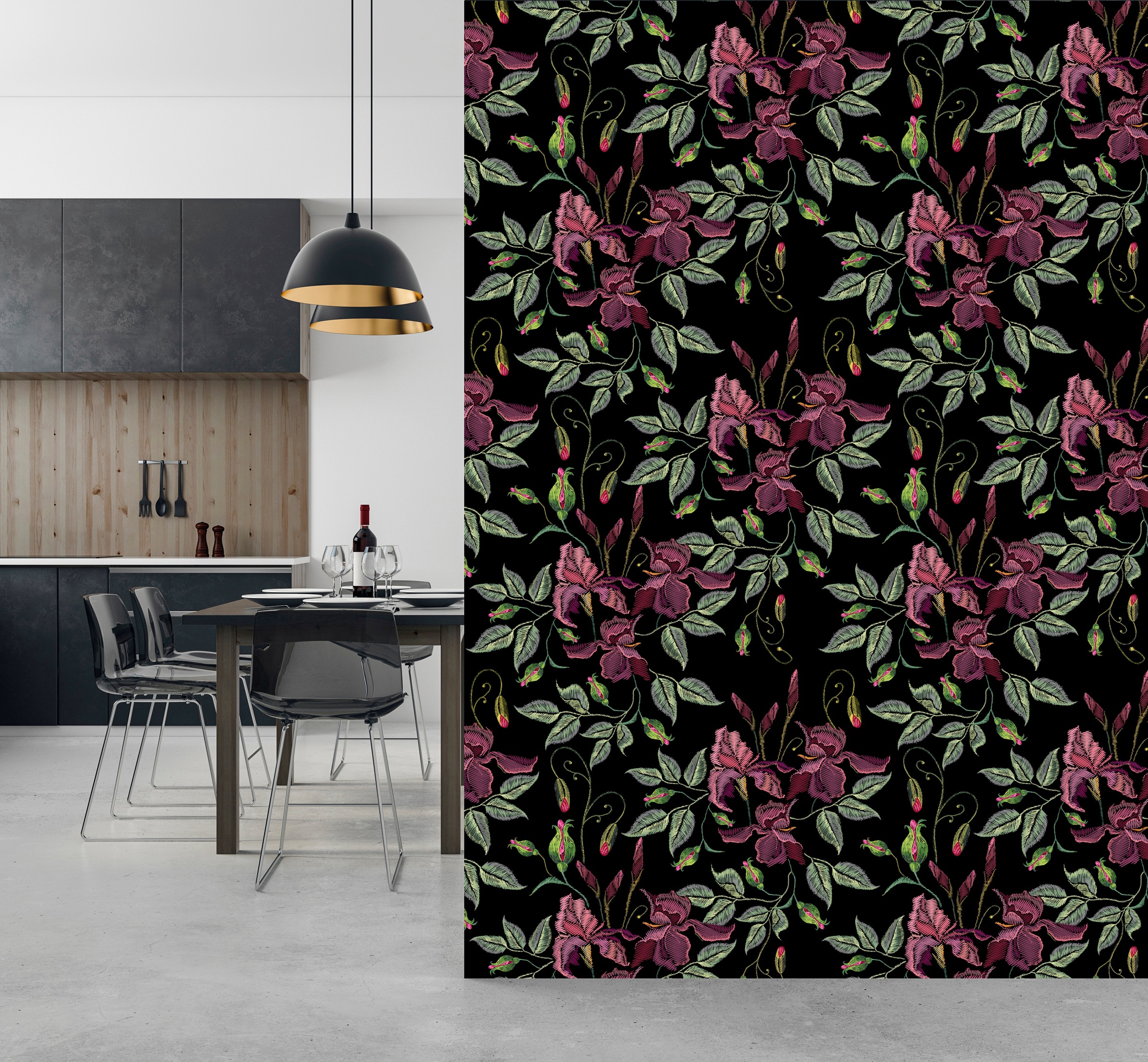 queence Vinyltapete »Lenore«, bedruckt-Motiv-botanisch-floral-gemustert-natürlich, 90x250cm, selbstklebend, kinderleichte Anbringung, Sticker